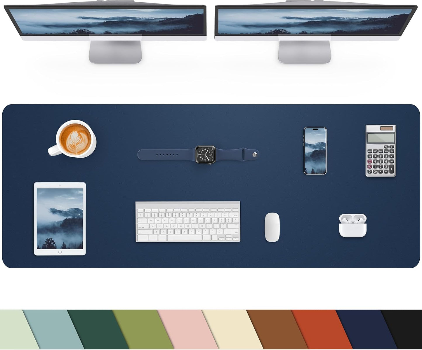 Desk mat Large, Leather Desk Pad Protector,Office Desk Mat,Mouse Pad, Non-Slip Desk Blotter, Laptop Desk Pad, Waterproof Desk Writing Pad for Office&Home (Midnight Blue, 55" x 24")