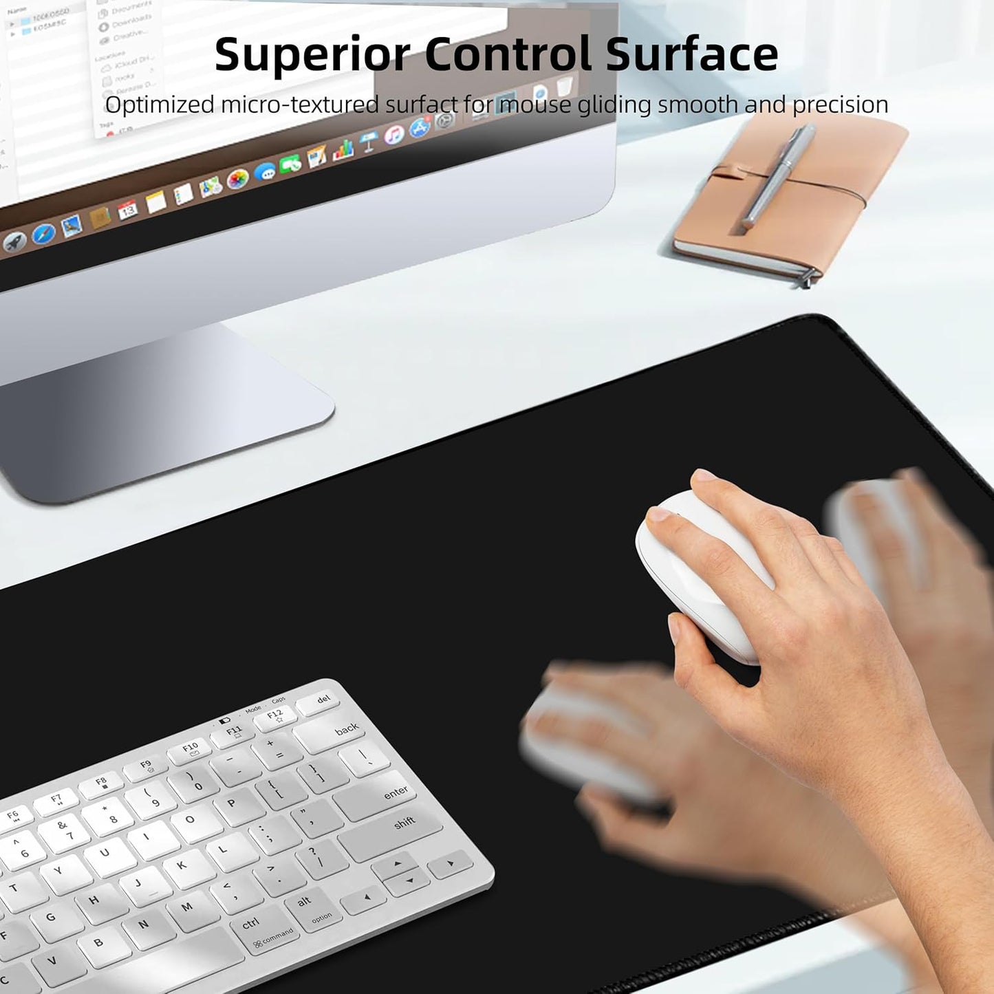 Mouse Pad with Wireless Charging, Gaming Mouse Pad with Ultra-Smooth Surface, Large XXL Desk Mat, Non-Slip Mouse Mat, Waterproof Computer Keyboard Pad for Gaming, Desk, Office, PC, 800x400x4MM, Black