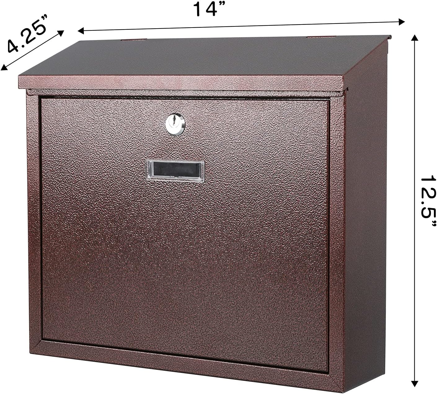 xydled Mail Boxes with Key Lock,Locking Mailbox Wall Mounted, Large Capacity, Galvanized Steel Cover Metal Postbox for House, 14 X 12.5 X 4.25 Inch,Bronze