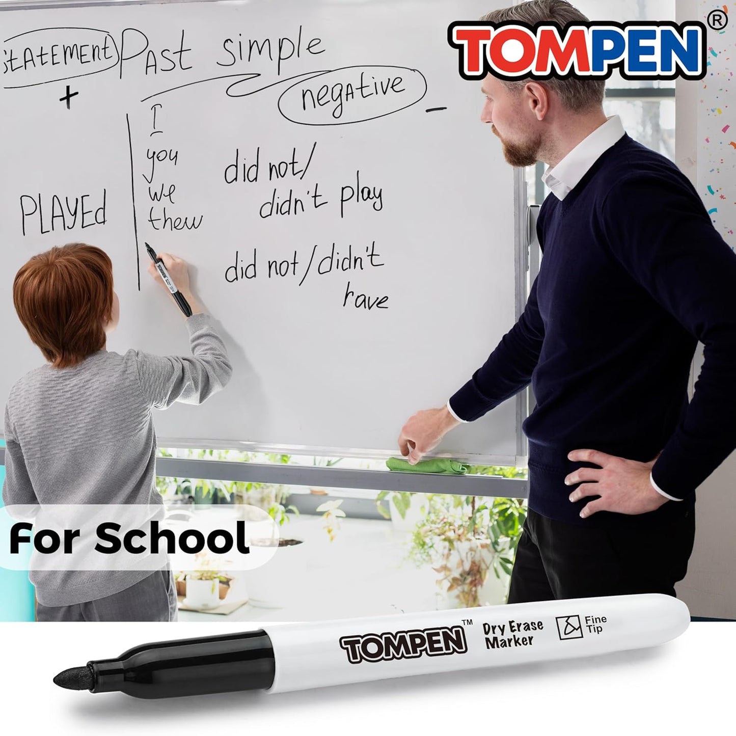 Dry Erase Markers Fine Tip,Black,48 Count Bulk,Thin Erasable Whiteboard Markers with Low Odor Ink Quick-Drying for Calendar Boards Office Home School Writing Planning