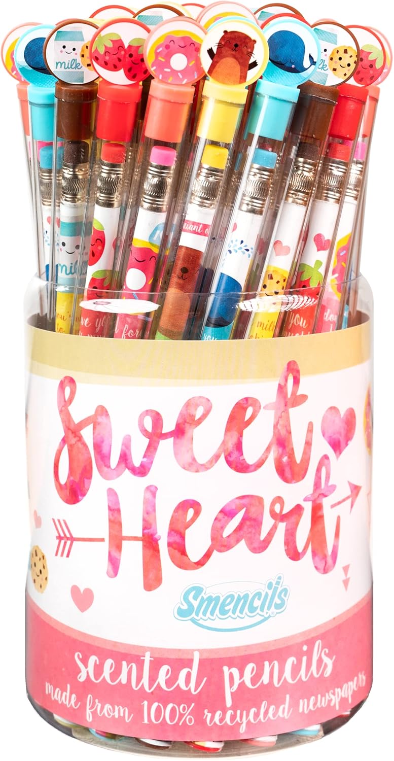 Sweetheart Smencils Cylinder - HB #2 Scented Pencils, 50 Count, Gifts for Kids