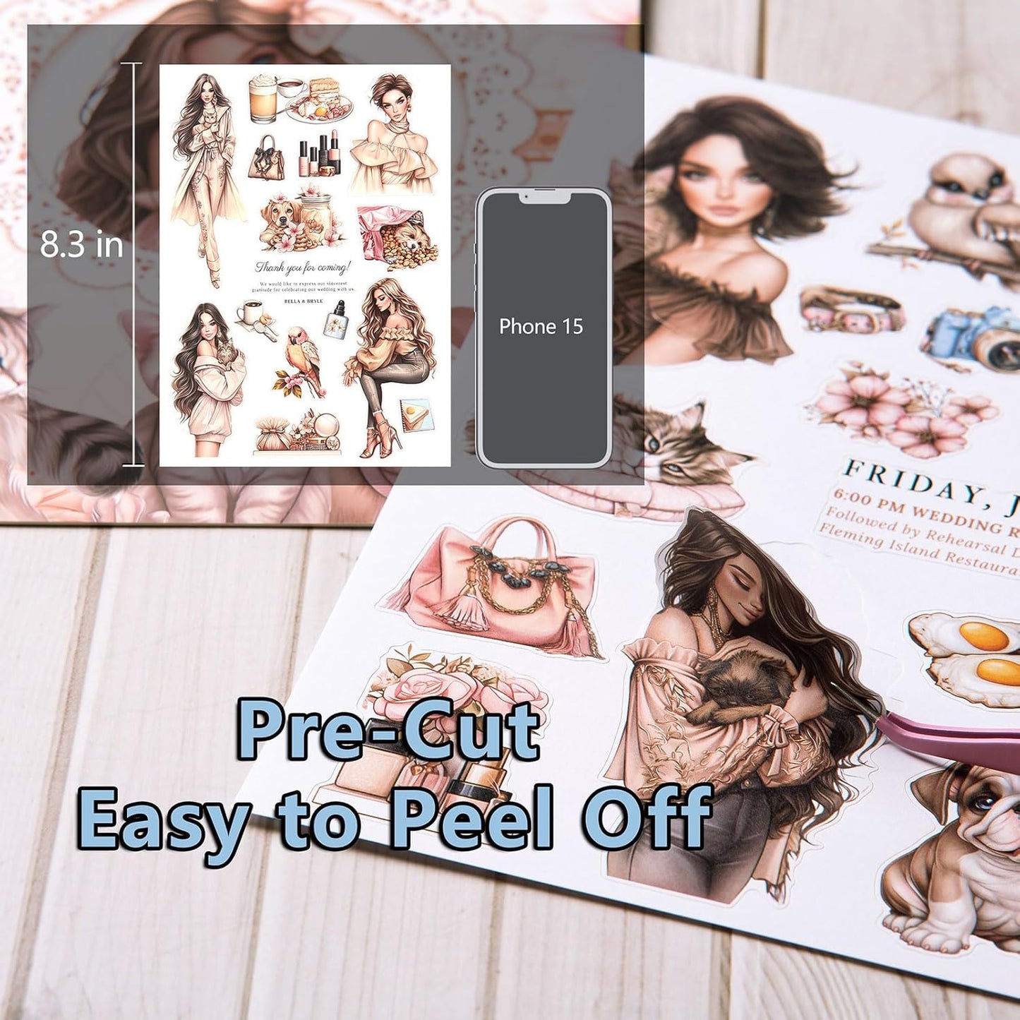 YagCu Scrapbook Sticker Book, Pets Dogs Cats Journaling Stickers, Animal Junk Journal Supplies, Pre-Cut Aesthetic Scrapbooking Stickers for Adults, Decorative Ephemera Bullet Planner DIY Arts Craft