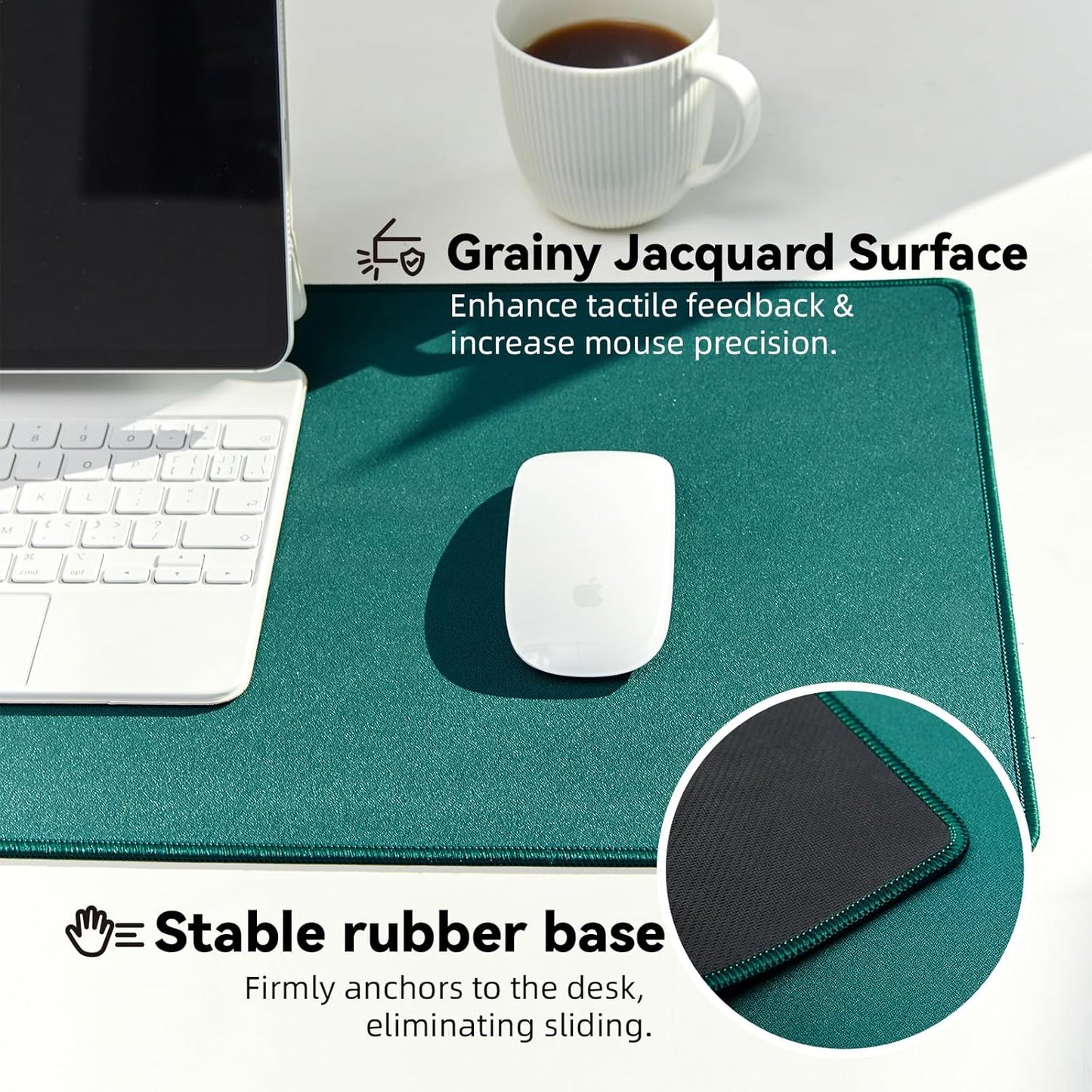 Waterproof Large Gaming Mouse Pad with Durable Stitched Edges, Non-Slip Rubber Base, Grainy Jacquard Mouse Mat Desk Pad for Home Office Gaming, 31.5"x11.8"x0.12", Green