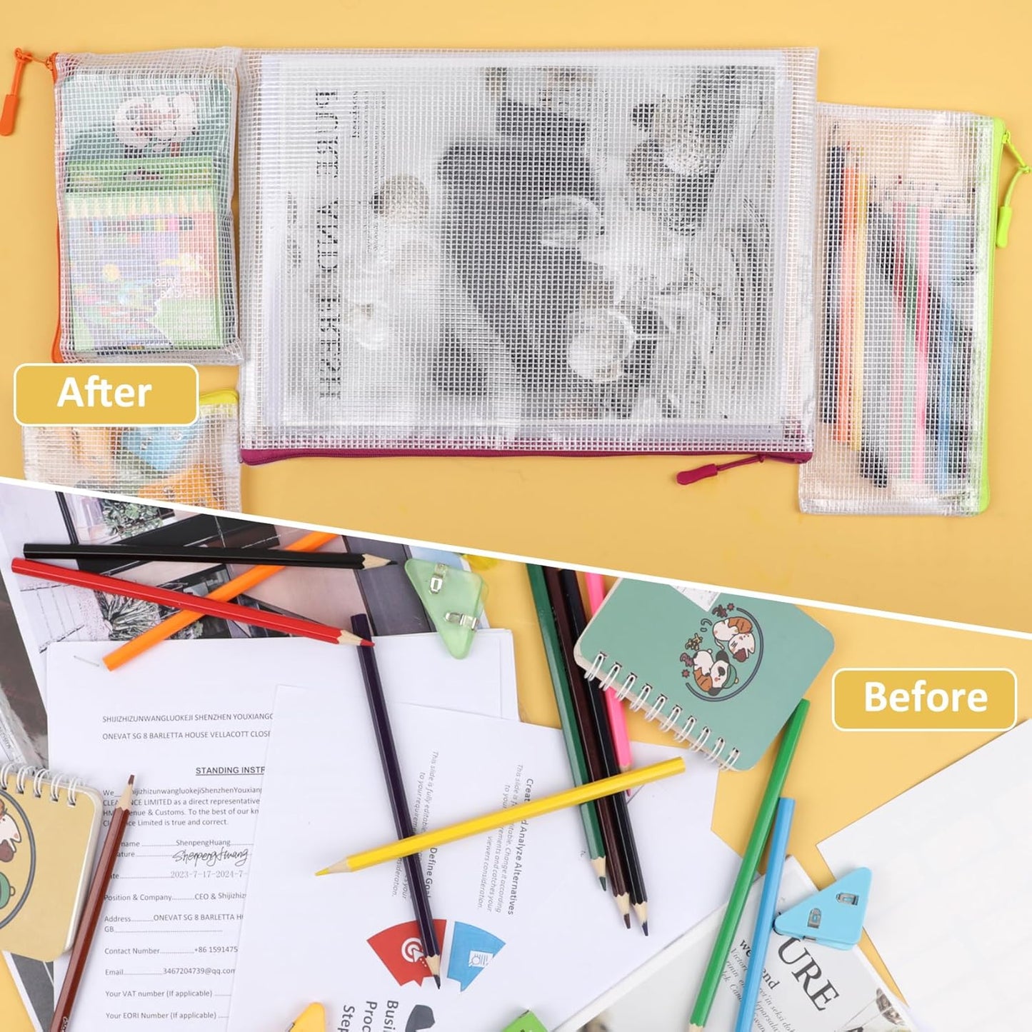 42pcs Mesh Zipper Pouch Bags, Puzzle Bag for Organizing Storage,12 Colors for Puzzles Board Game Storage, 8 Sizes for Reusable Plastic Zip Organizer for Travel