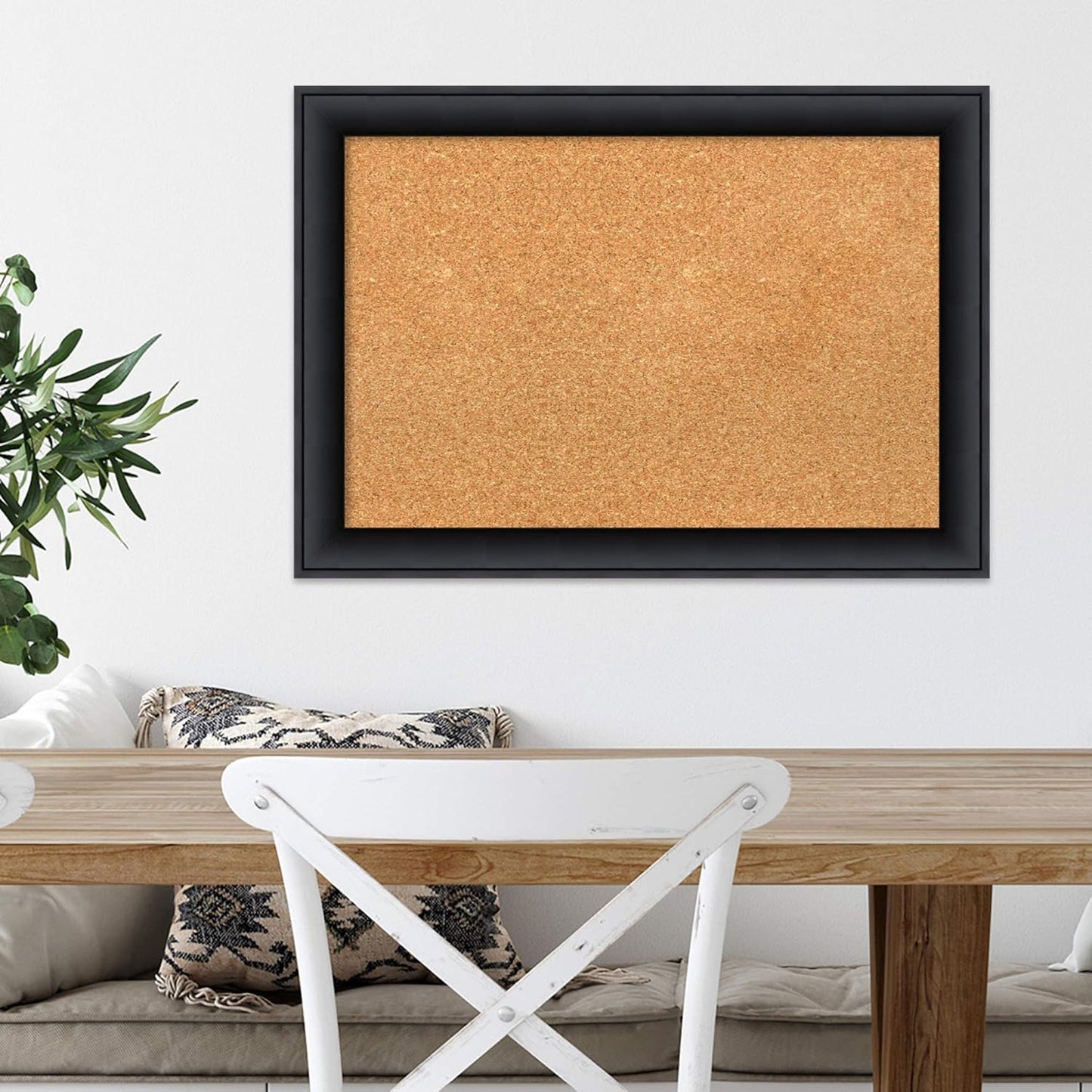 Amanti Art Natural Cork Board for Wall, 19x27 Vision Board with Black Wood Frame, Medium Corkboard Office Decor for Home Organization, Modern Contemporary Corkboard Pinboard to display items for home