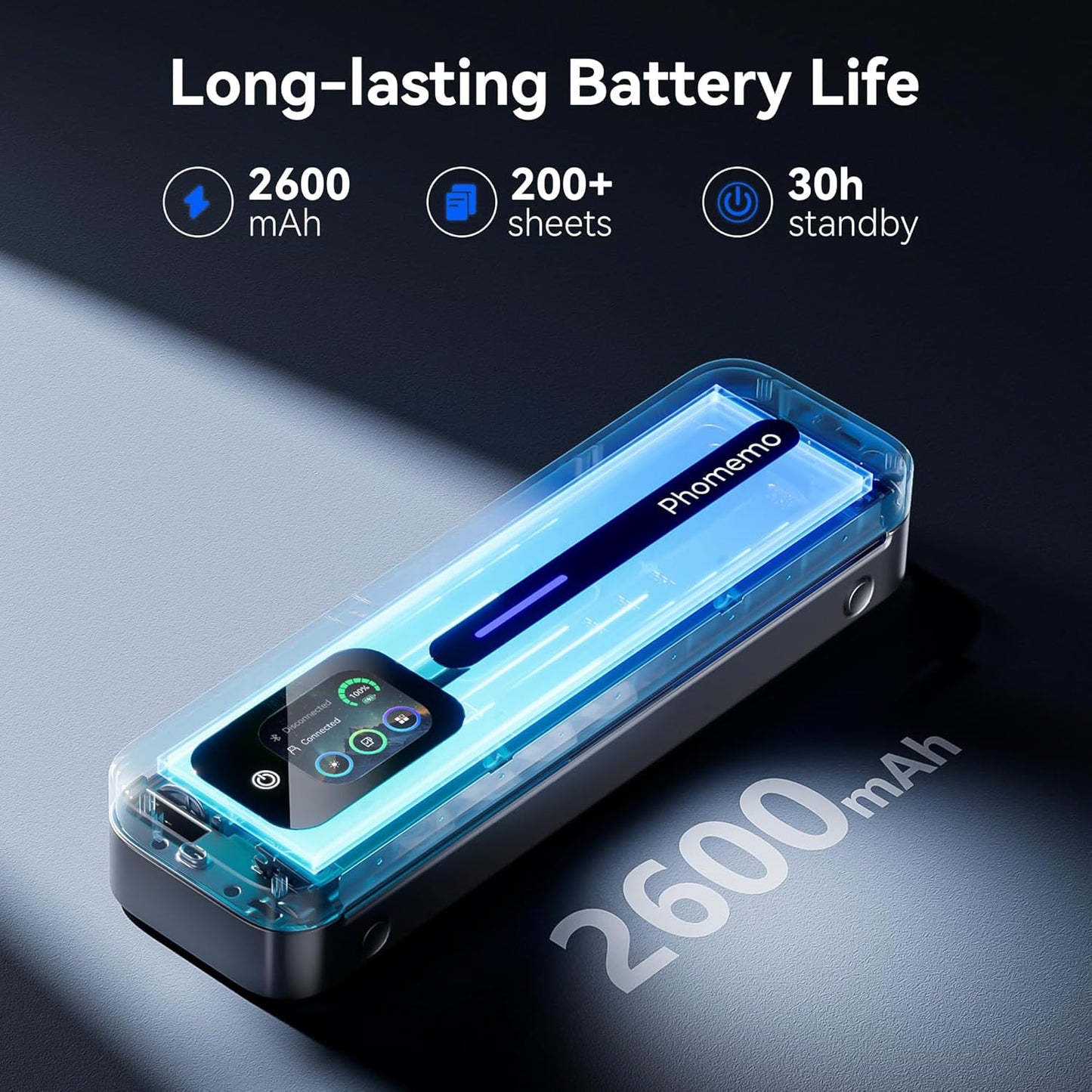 Phomemo Upgraded Portable Printer with Touchscreen, M832D Bluetooth Wireless Thermal Inkless Printer, Supports 8.5"x11" US Letter & A4, Compatible with iOS, Android, PC for Travel, Black