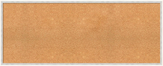 Amanti Art Natural Cork Board for Wall, 19x47 Vision Board with White Frame, Oversize Corkboard Office Decor for Home Organization, Modern Corkboard Pinboard to Display Items for Home Organization in