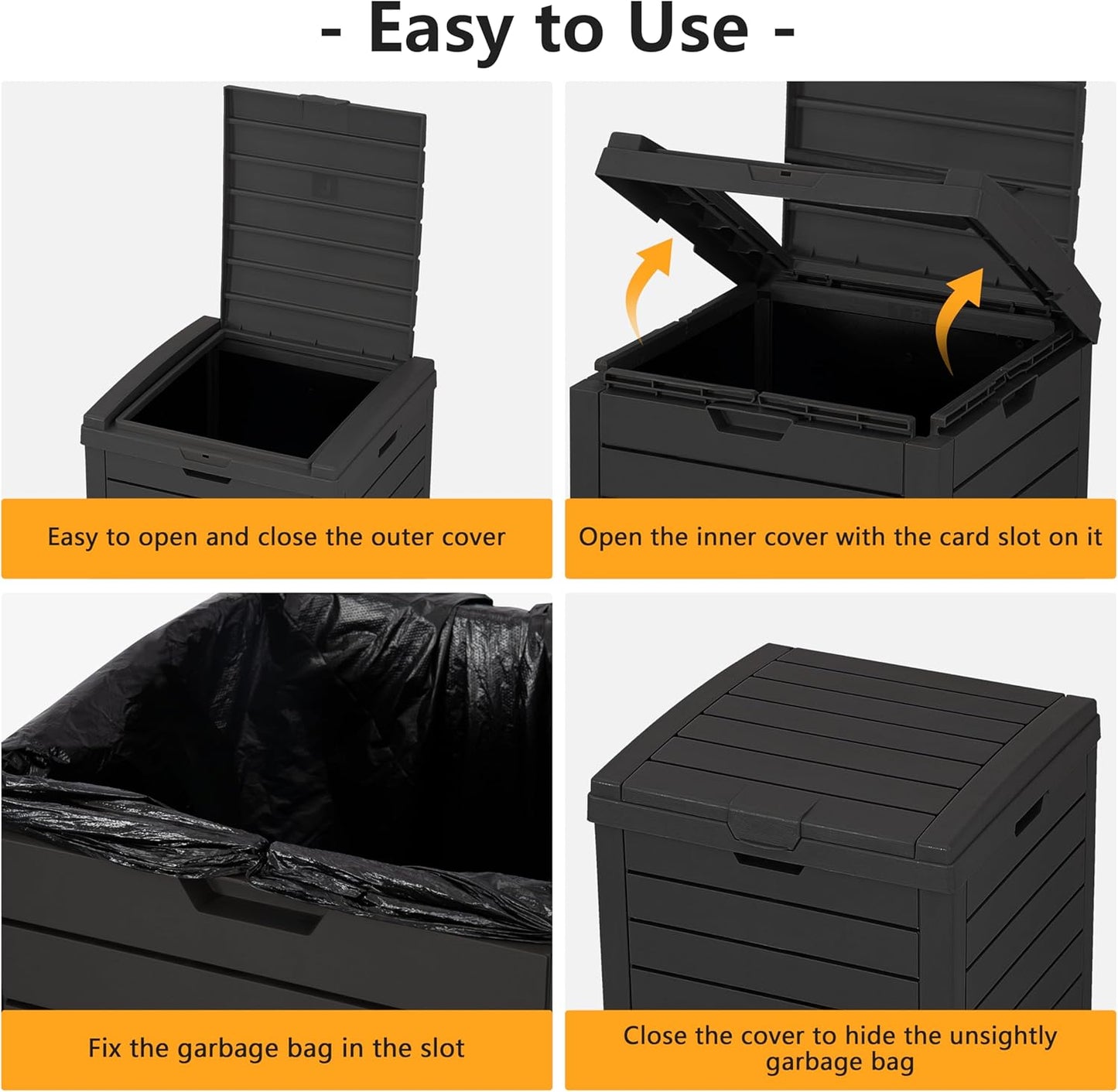 Outdoor Trash Can, 31 Gallon Garbage Can with Tiered Lid and Drip Tray, Waterproof Resin Patio Waste Bin for Garden, Backyard, Deck