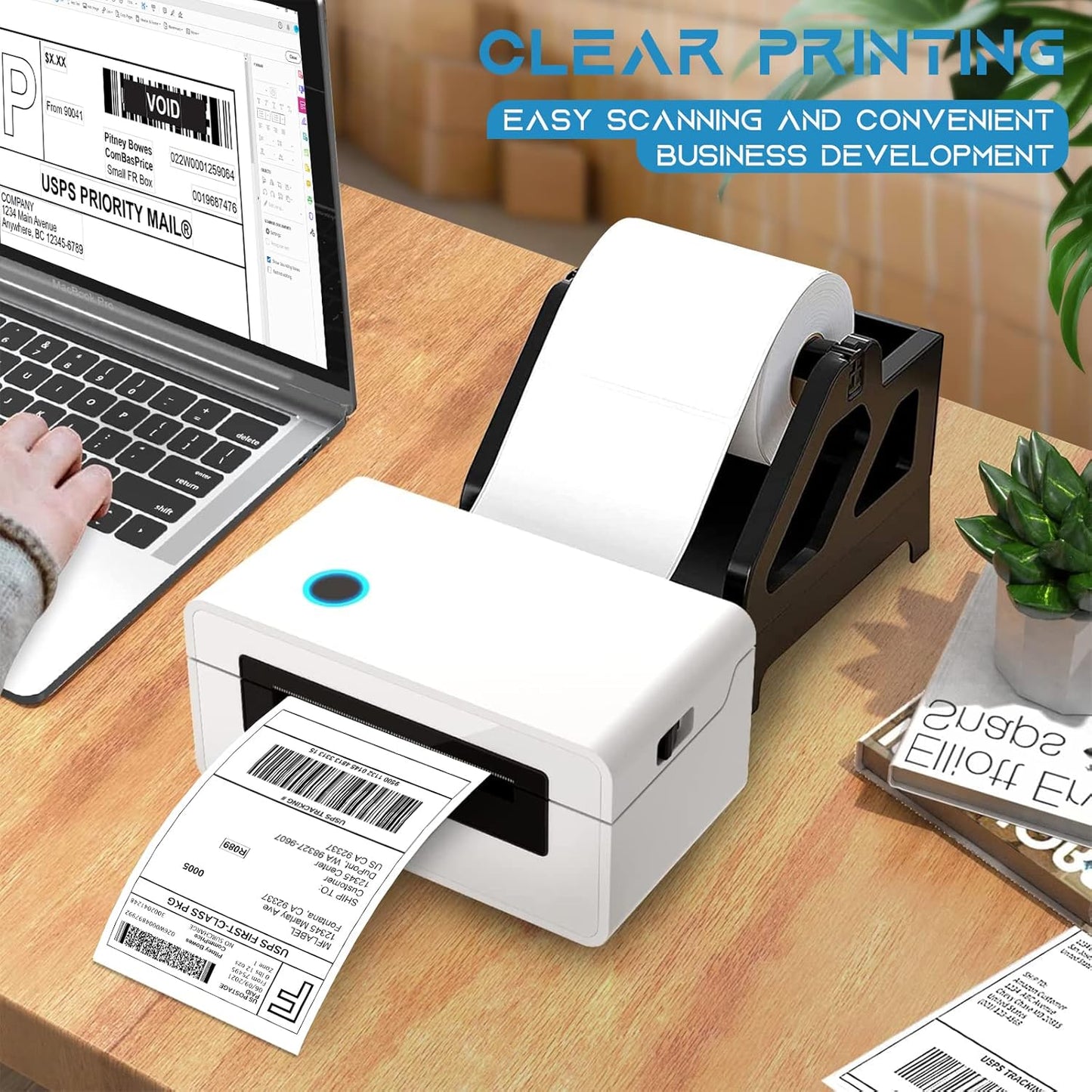 MFLABEL 80 Rolls 4x6 Direct Thermal Blank Shipping Labels for Thermal Printer Shipping Labels with Perforated