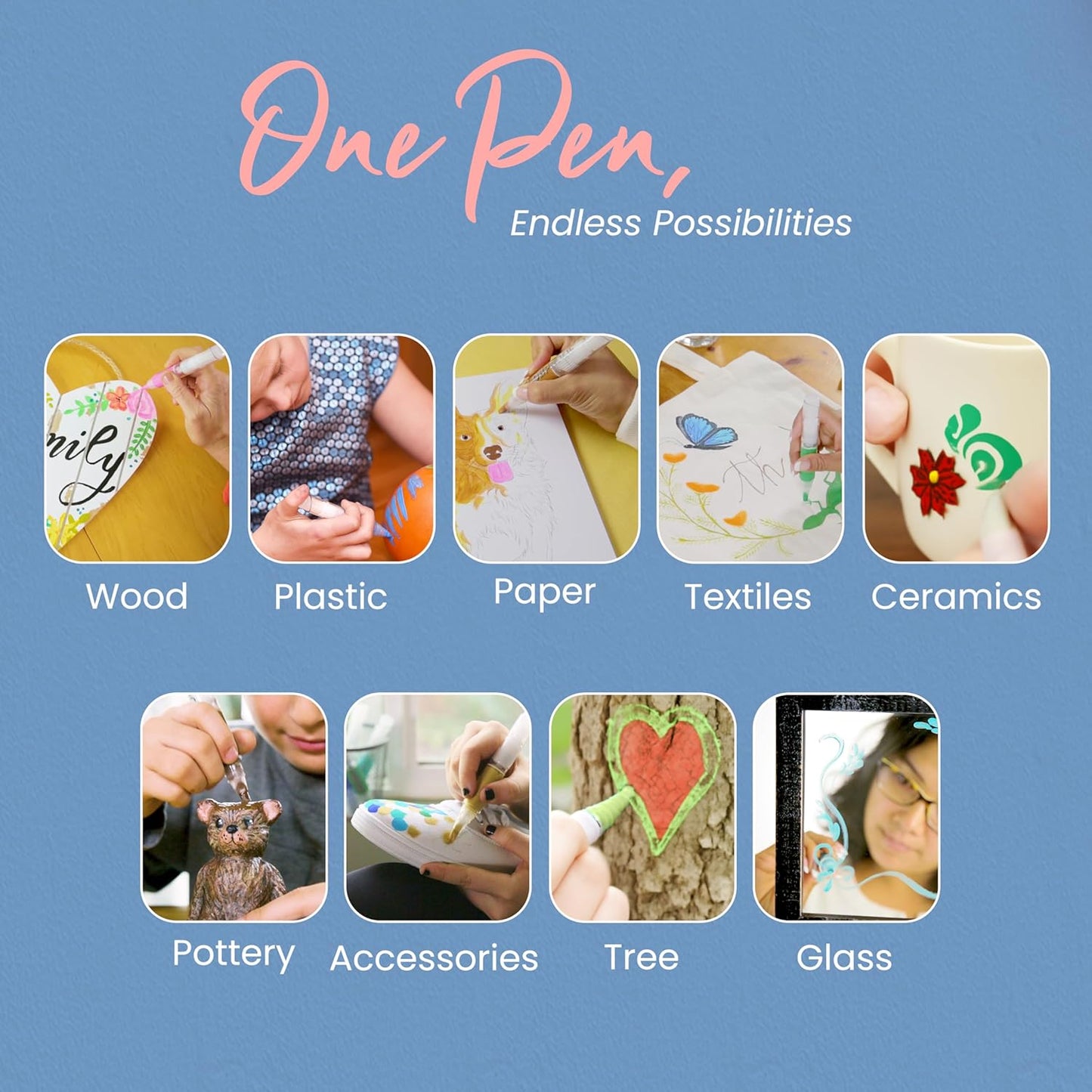 Slobproof Paint It! Decorating Pen, Refillable Paint Pens, Fine Tip, Home, Hobbies, Crafting, Scrapbooking, Fills with Chalk, Glitter, & Metallic Paints, Works on Wood, Fabric, Metal, Pack of 5