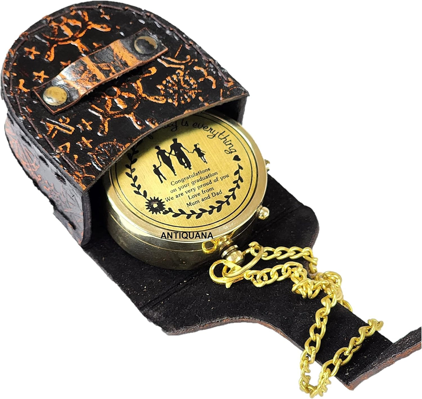 Brass Directional Engraved Compass, Baptism Gifts for Boys Girls, First Communion, Christian Gifts for Men, First Confirmation Gifts for Boys, Inspirational