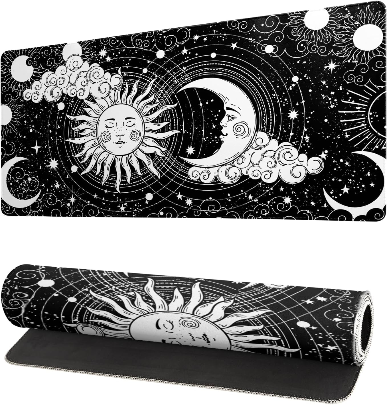 Magic Astrology Extended Big Mouse Pad Large, Gaming Mouse Pad Desk Pad,27.6x11.8 Inch Long Computer Keyboard Mouse Mat Black Mousepad with 3mm Non-Slip Base and Stitched Edge for Gaming and Office