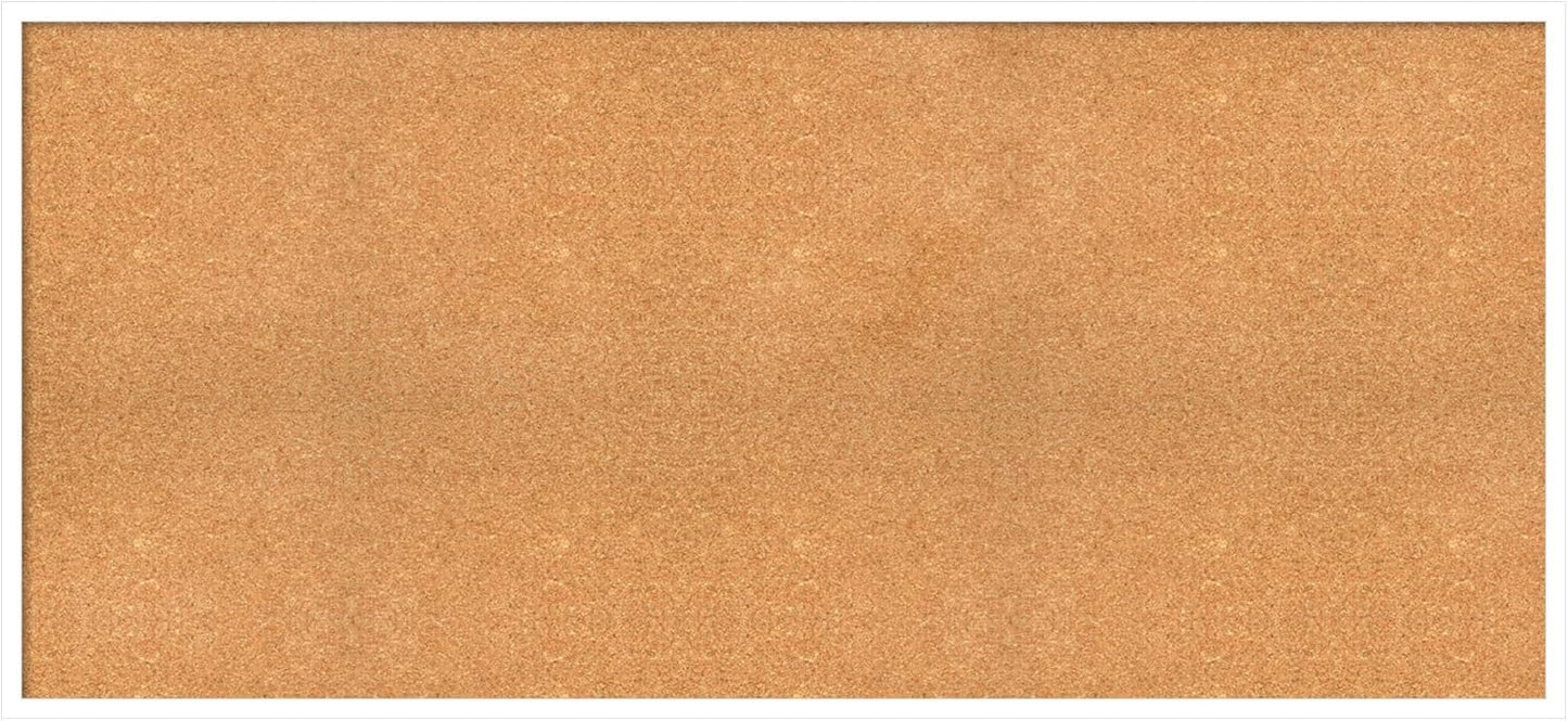 Amanti Art Natural Cork Board for Wall, 27x59 Vision Board with White Frame, Oversize Corkboard Office Decor for Home Organization, Modern Corkboard Pinboard to Display Items for Home Organization in