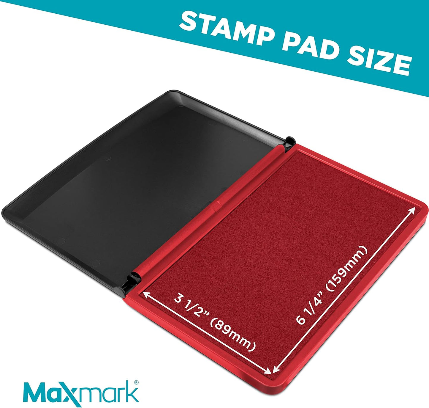 MaxMark Large Premium RED Ink Stamp Pad - 3.5" x 6.25" - Quality Felt Pad