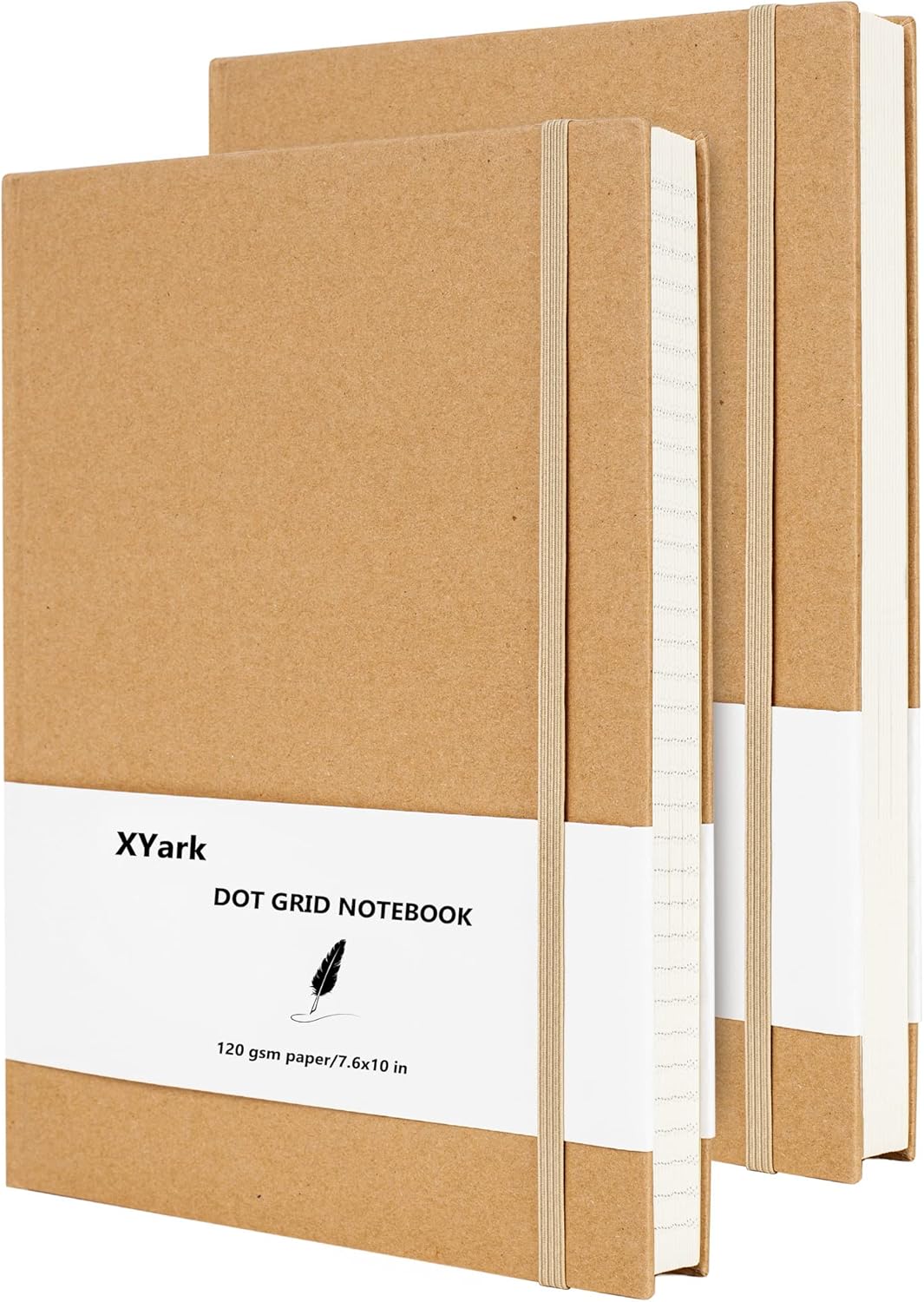 Large B5 Dot Grid Notebook Journals, Kraft Hardcover Sketchbook Subject Composition Notebooks with Dotted Grid Paper, 2 Pack, 120GSM, 102 Sheets, 7.6x10 inch, Travel Journal Set