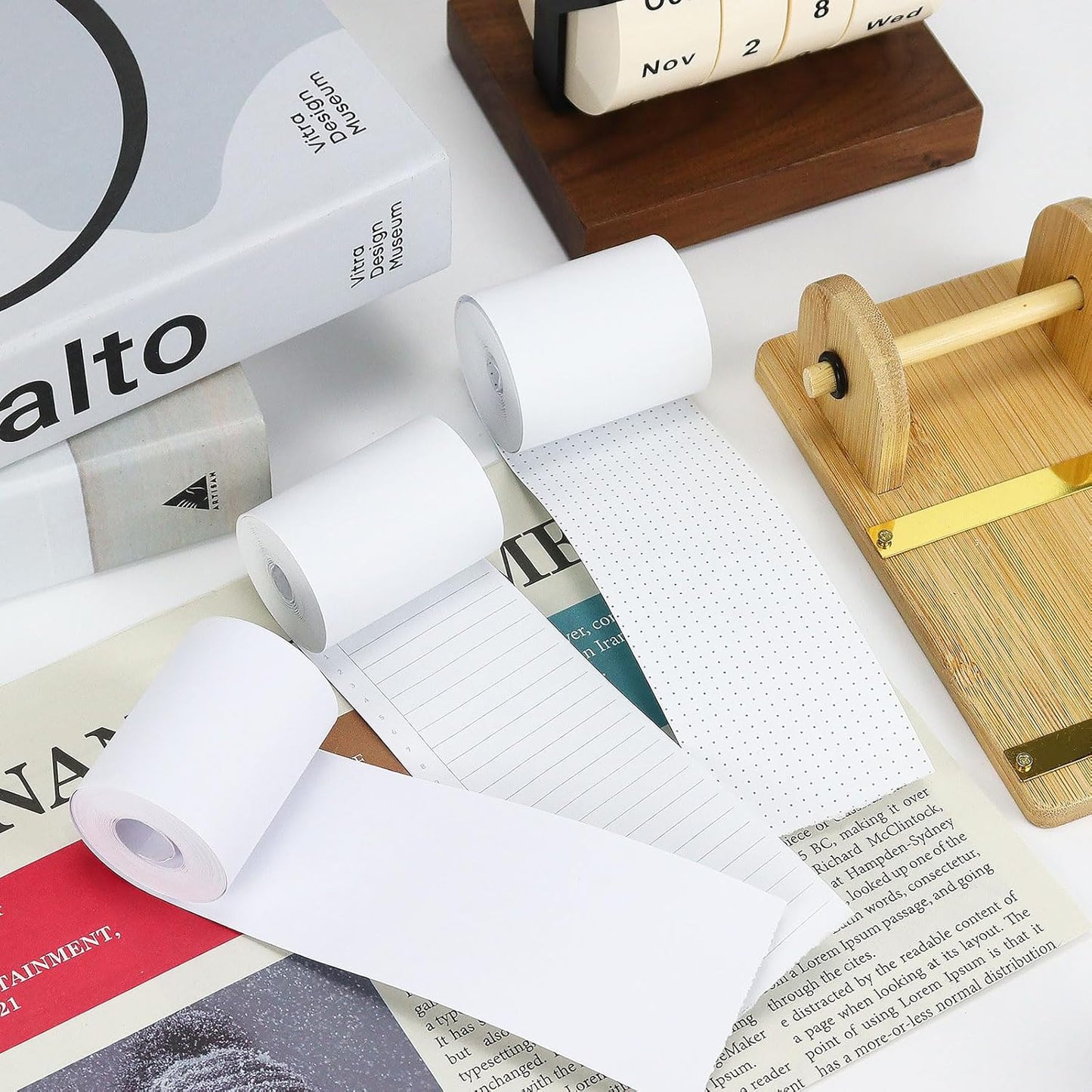 Buqoo Receipt Paper Rolls, a 2-inch 36FT Roll Paper Dispenser for use in the rotary dispenser. Desktop grocery list sticky note paper - 3 rolls per box