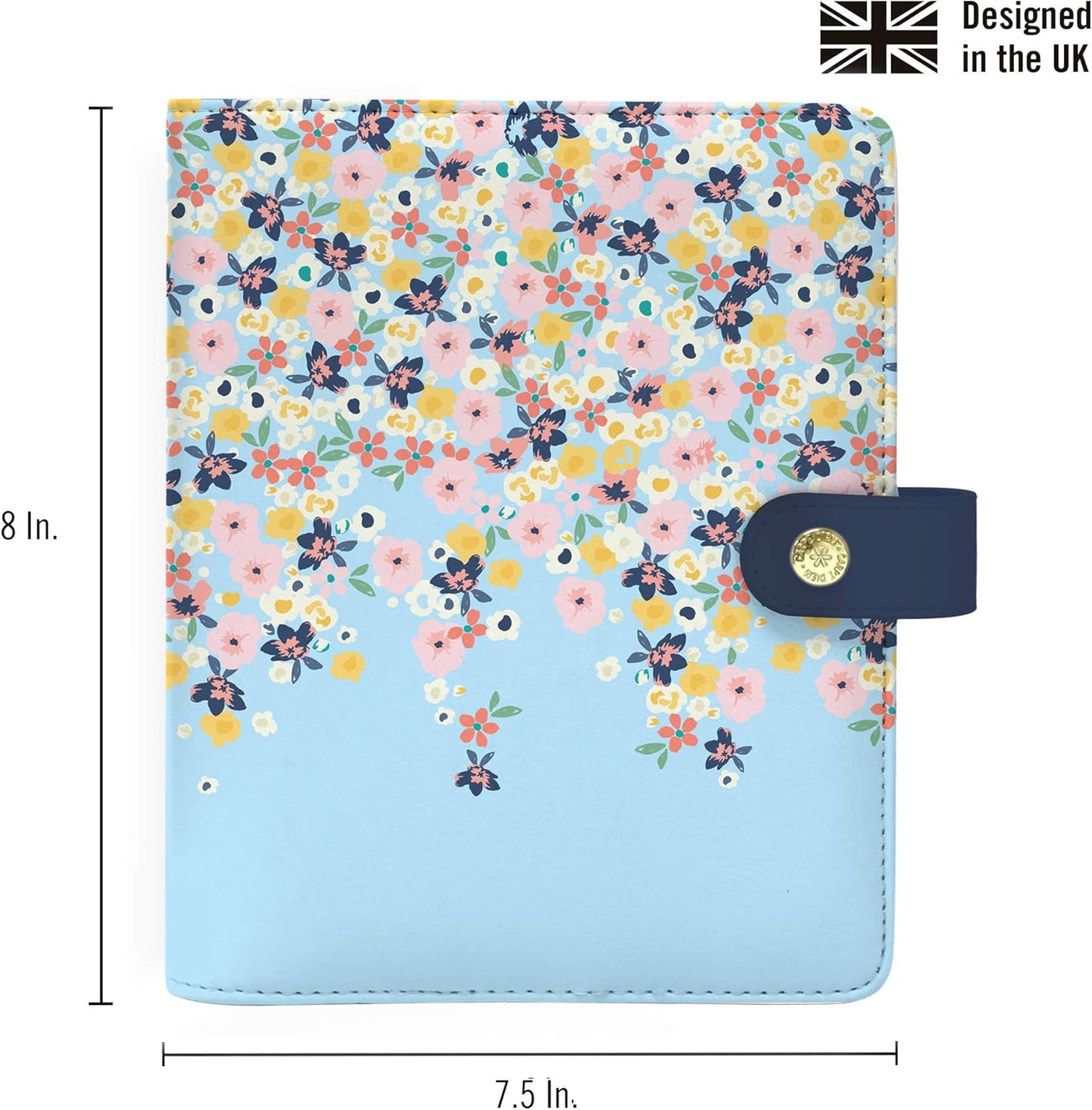 Pukka Pad, Carpe Diem Personal Planner - Soft Cover Binder with Weekly, Monthly Undated Inserts in Tabbed Sections, Interior Pockets and Sticker Sheets - 8 X 7.5 X 1.4 Inches, Disty Floral