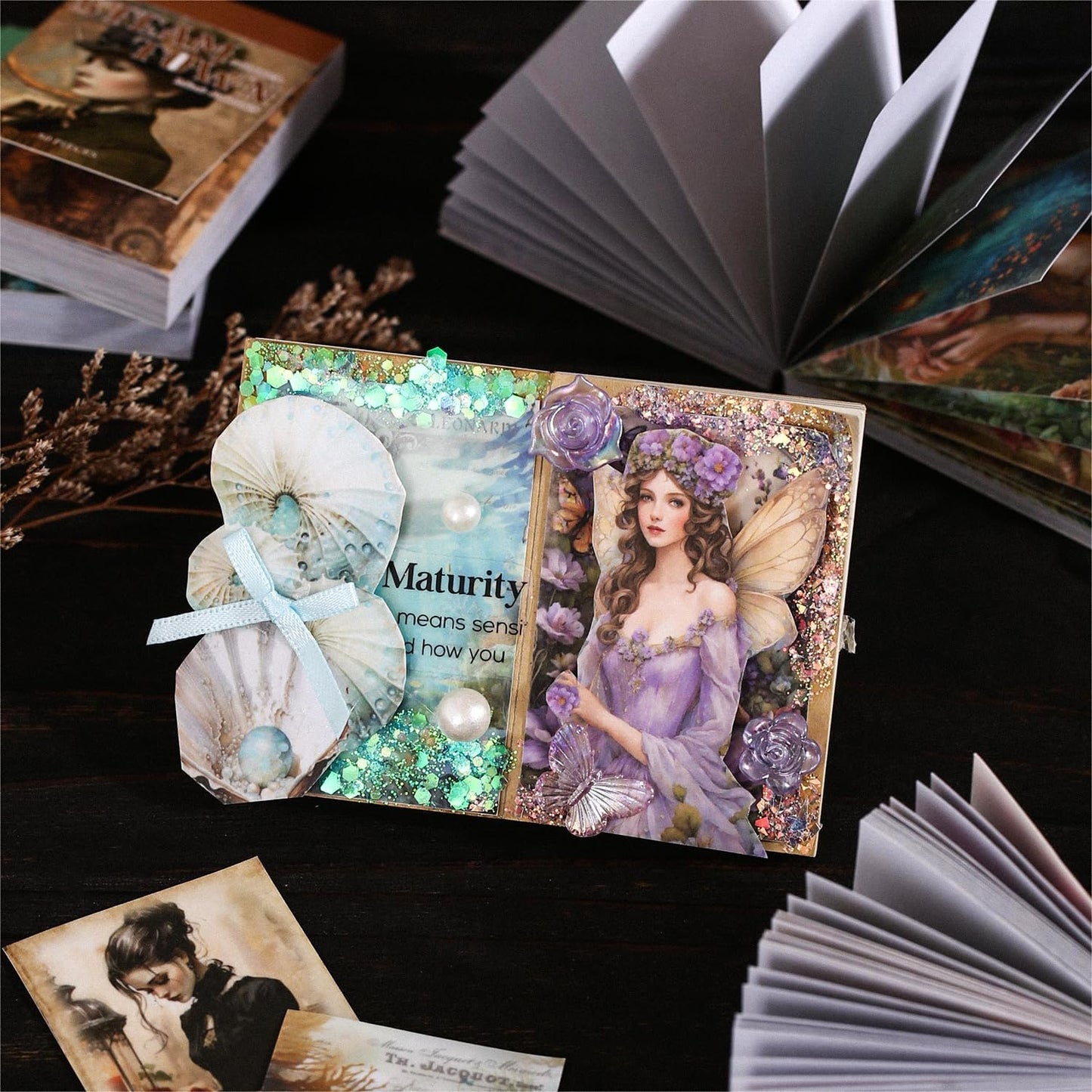 4Pcs Washi Sticker Books, Fantasy Stickers for Scrapbooking, DIY Crafts, Mini Journaling Supplies & Junk Journal Ephemera