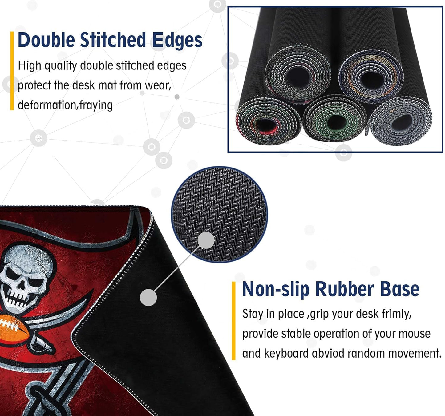 Large Mouse Pad Desk Mat for Home Office, Gaming Mousepad Extended Desk pad - Computer Keyboard Mouse Mat with Non-Slip Base and Stitched Edge Office Desk Organizers and Accessories