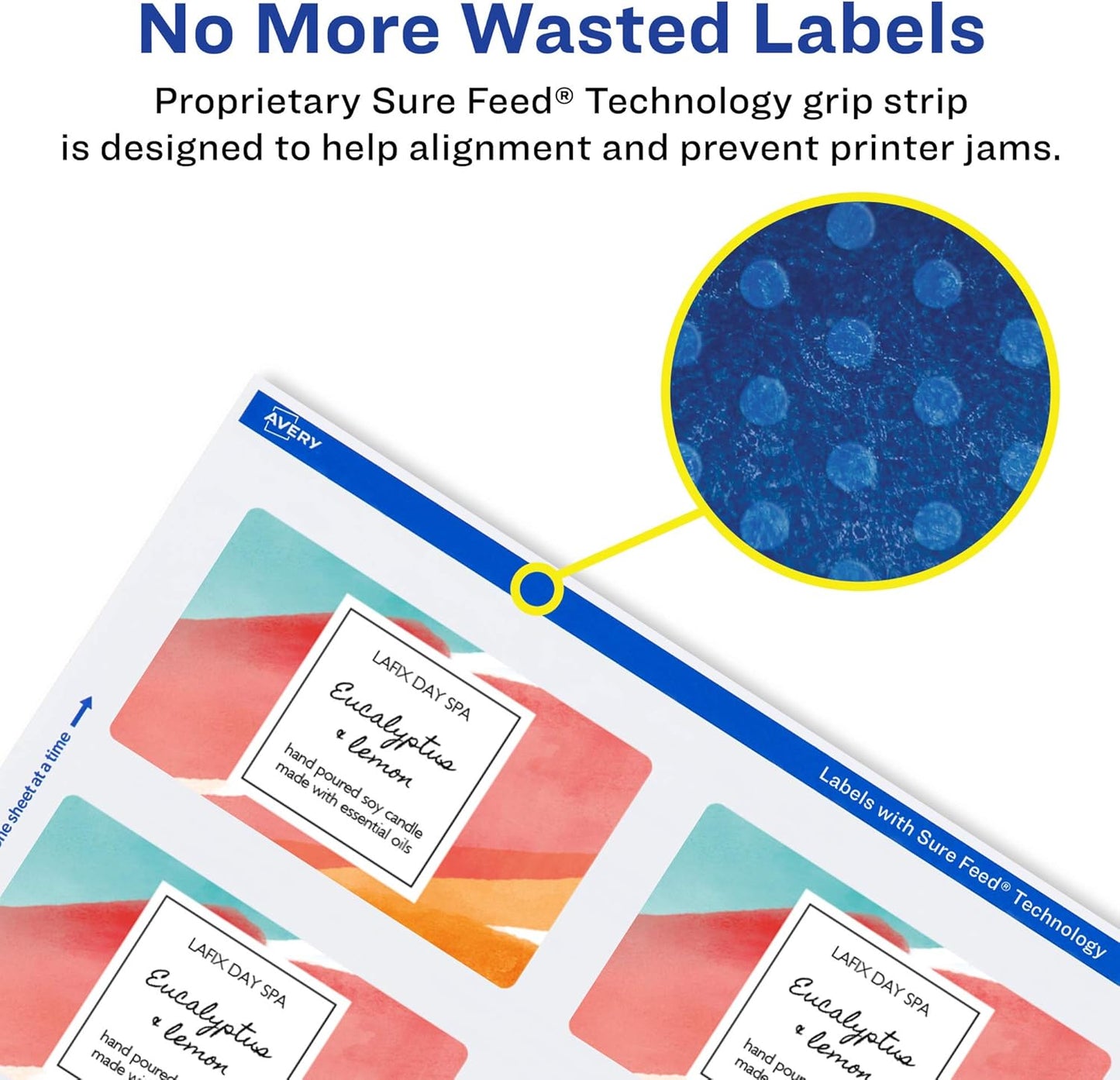 Avery Matte White Rectangle Labels, Sure Feed Technology, 2" x 4", 2,500 Matte White Printable Labels