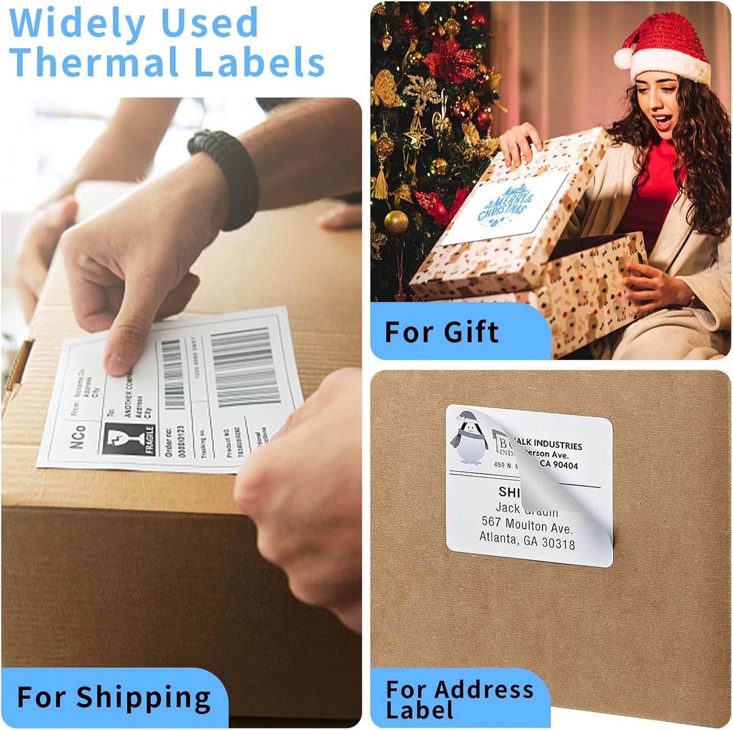 Direct Thermal Label-Shipping Label 4x6-NefLaca Thermal Printer Sticker 4"x6",Compatible with Rollo,Nelko,Zebra. MUNBYN Printer(Pack of 1000 Labels)