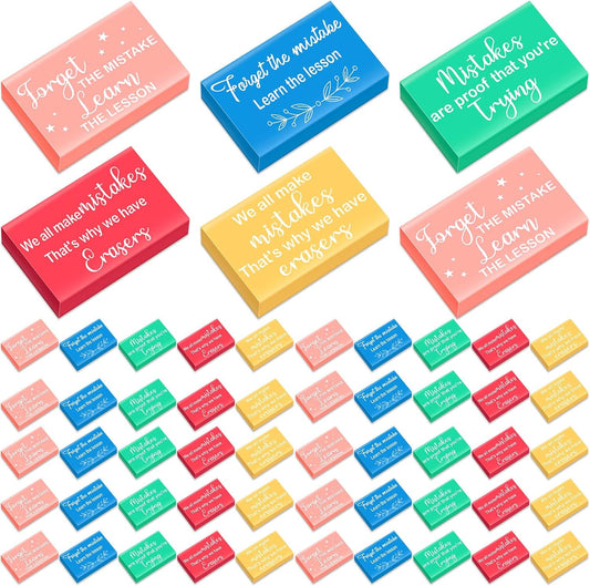 Nezyo 150 Pcs Inspirational Erasers Bulk for Kids Back to School Gifts Neon Colored Pencil Erasers Motivational Reward Supplies for Classroom Students Drawing