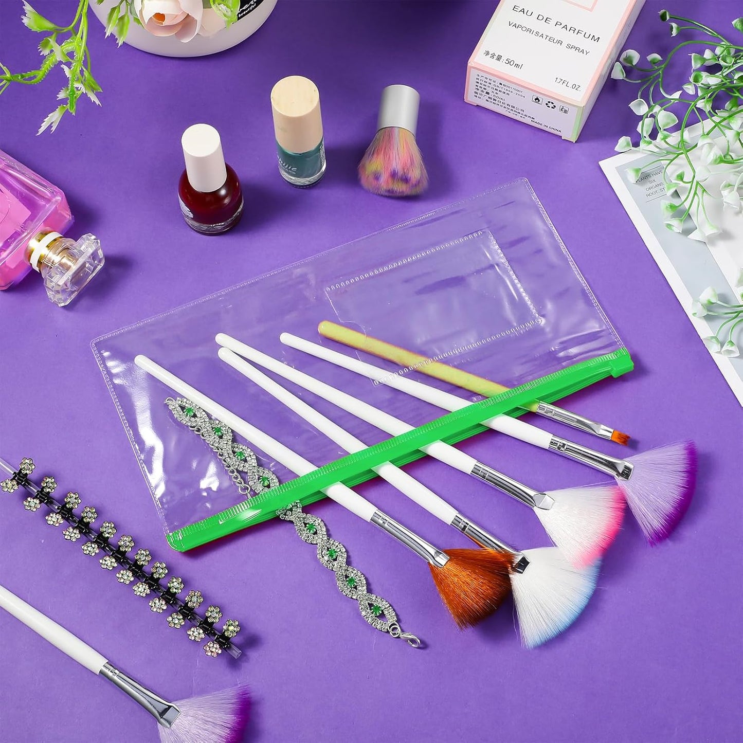 Marspark 100 Pieces Clear Pencil Case Zipper Envelope Bulk with Label Pocket Clear Plastic Envelopes with Zippered, A6 Pencil Bags for Cash, School Office Supplies, 9.2 x 4.7 Inches(Green)