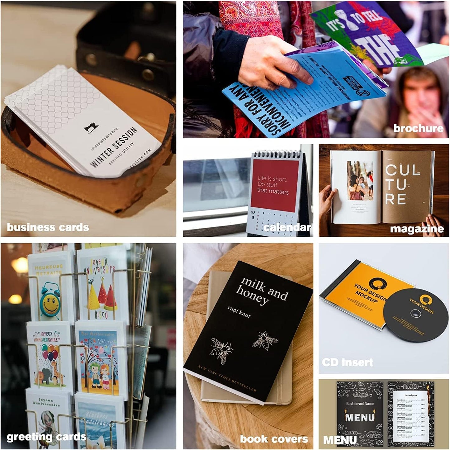 Uinkit 100 Sheets Thin Matte Presentation Paper letter size Double Sided 8.5x11 38lb 140gsm Printable on Both Sides Brochure Photos Picture Poster Playbill Flyer Coated for laser and Inkjet Printer