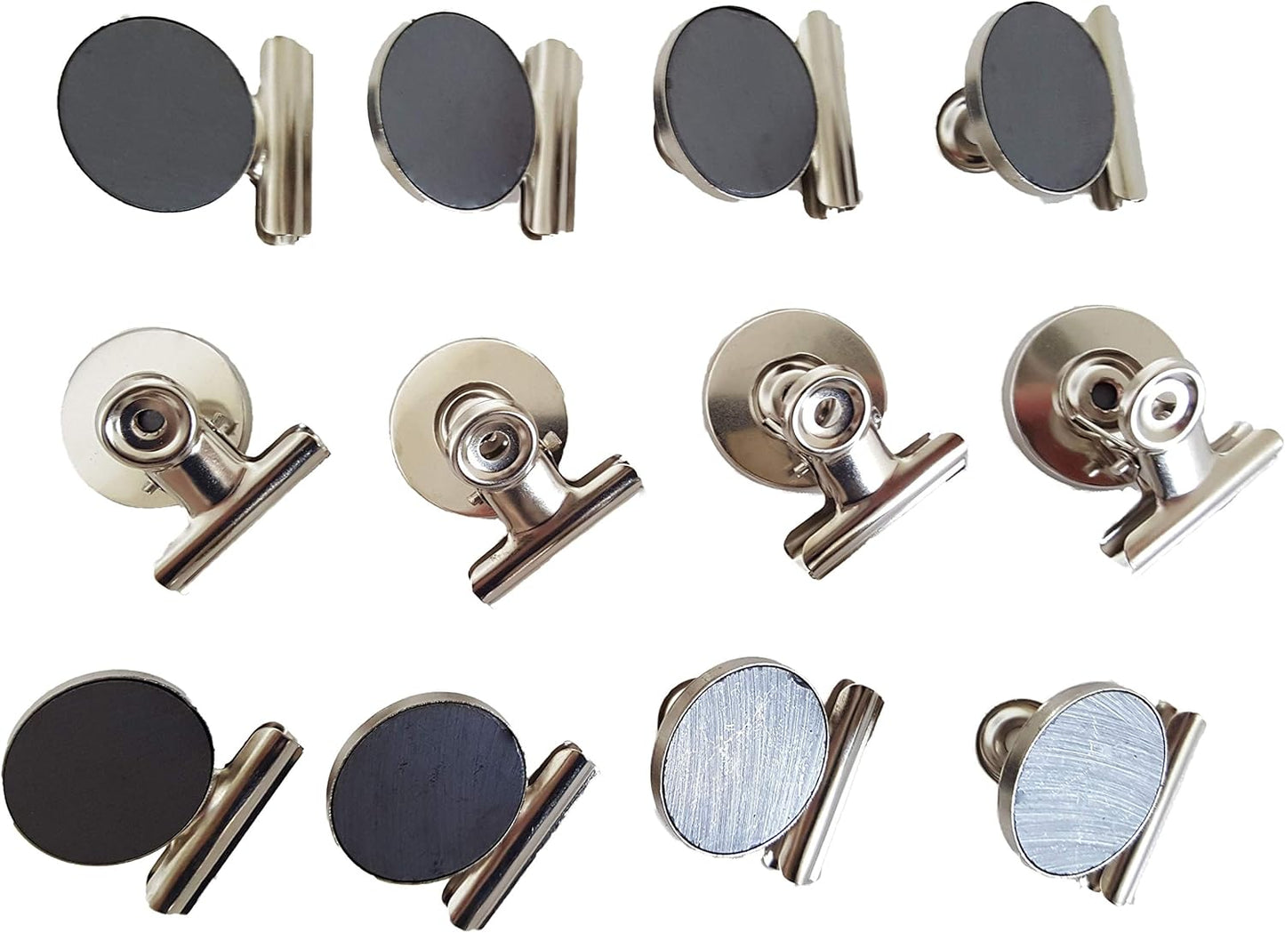 Mini Silver Refrigerator Magnet Hook Clips for Holding Photographs, Holding Business Cards, Office Organizing, Memo Note Clips (16)