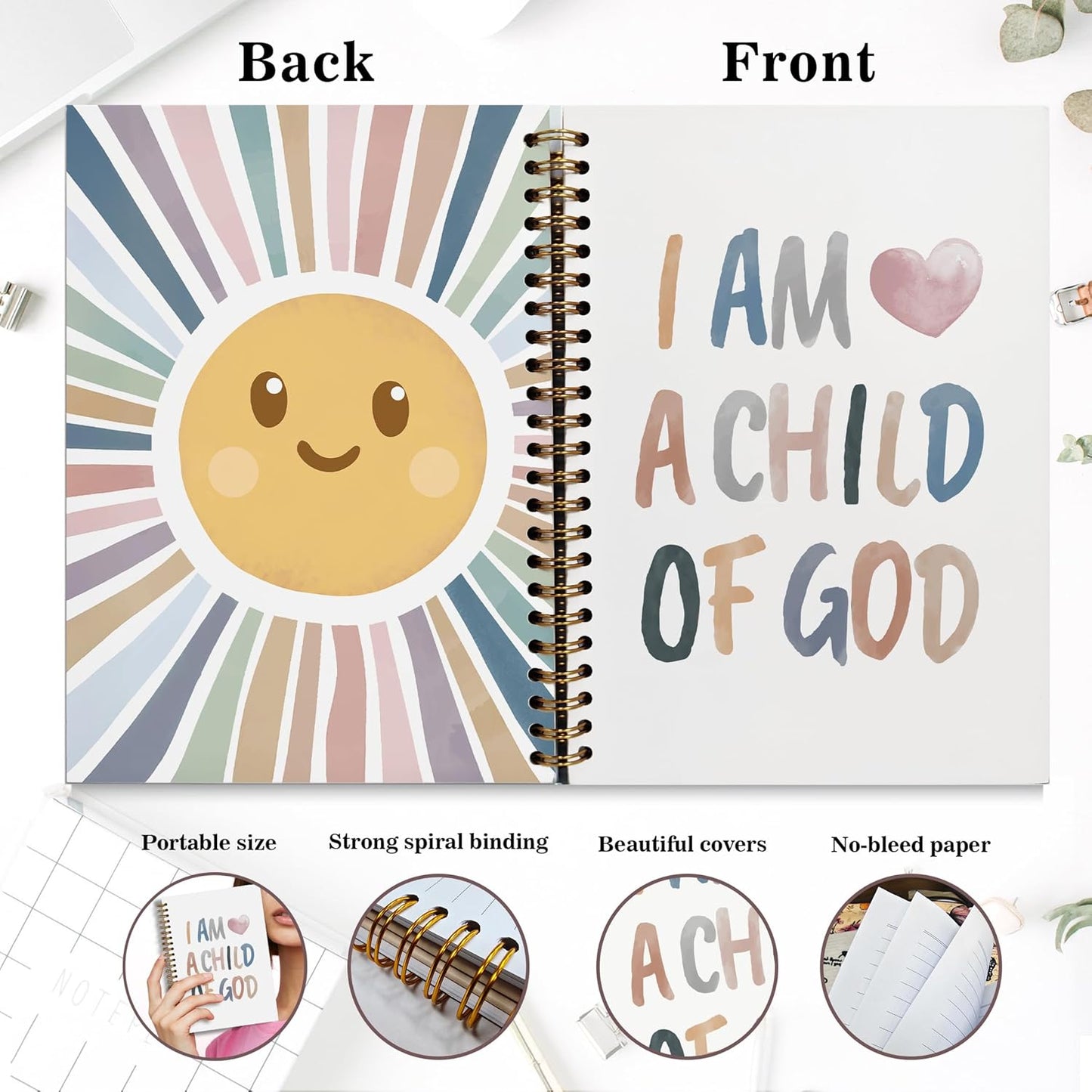 YOU FOUND ME Jesus Journal, A5 Spiral Christian Bible Journal with Floral Notebook, Bible Verse Notebook Gift for Women Birthday Christmas, Sunday School, Office Supplies, Bible Study (Rainbow-GOD)