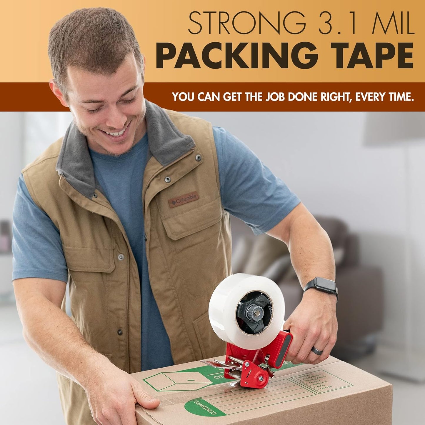 Packstrong Industrial Grade Clear Packing Tape 84 Rolls - 110 Yards per Roll - 2" Wide x 2 mil Thick, Acrylic Adhesive Tape for Box Office Moving Packaging Shipping