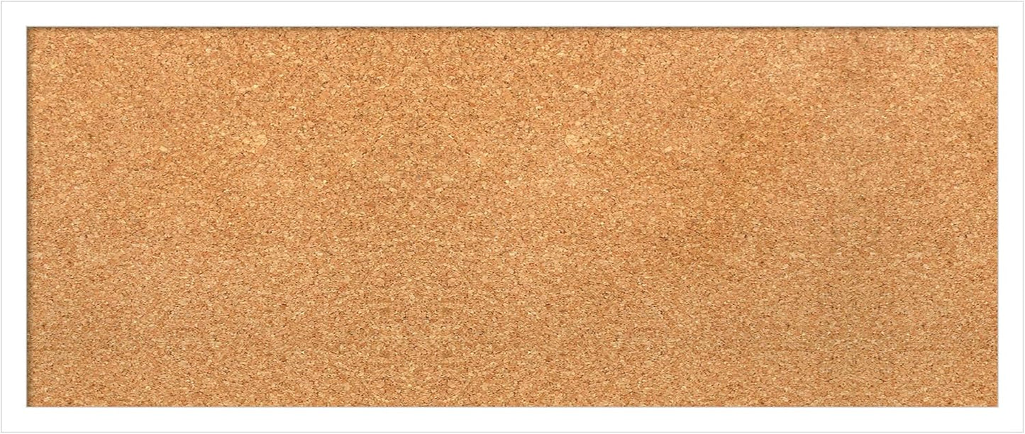 Amanti Art Natural Cork Board for Wall, 13x31 Vision Board with White Frame, Medium Corkboard Office Decor for Home Organization, Modern Corkboard Pinboard to Display Items for Home Organization in