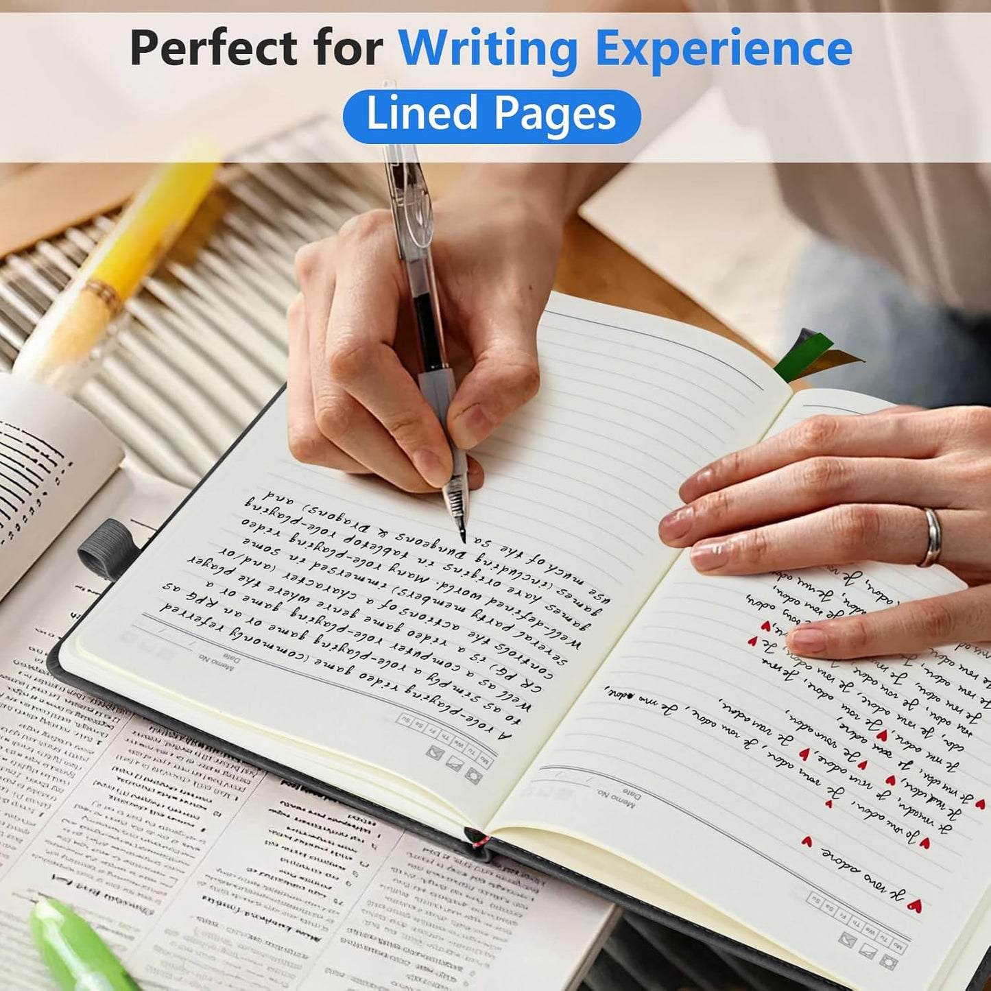 PERCUN Lined Journal Notebook for Men & Women, 160 Pages College Ruled Journal for Writing, A5 Hardcover Leather Notebooks for Work, School, Business, Travel, Daily Diary 5.9" x 8.5" - Black