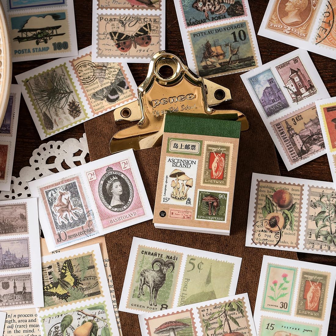 6 Sets 300 Pcs Washi Stickers Book, Vintage Aesthetic Sticker Set for Journaling Scrapbook Decoration Bullet Journal,Stamps Flowers Ticket Theme Stickers for Art Diary Craft Planner