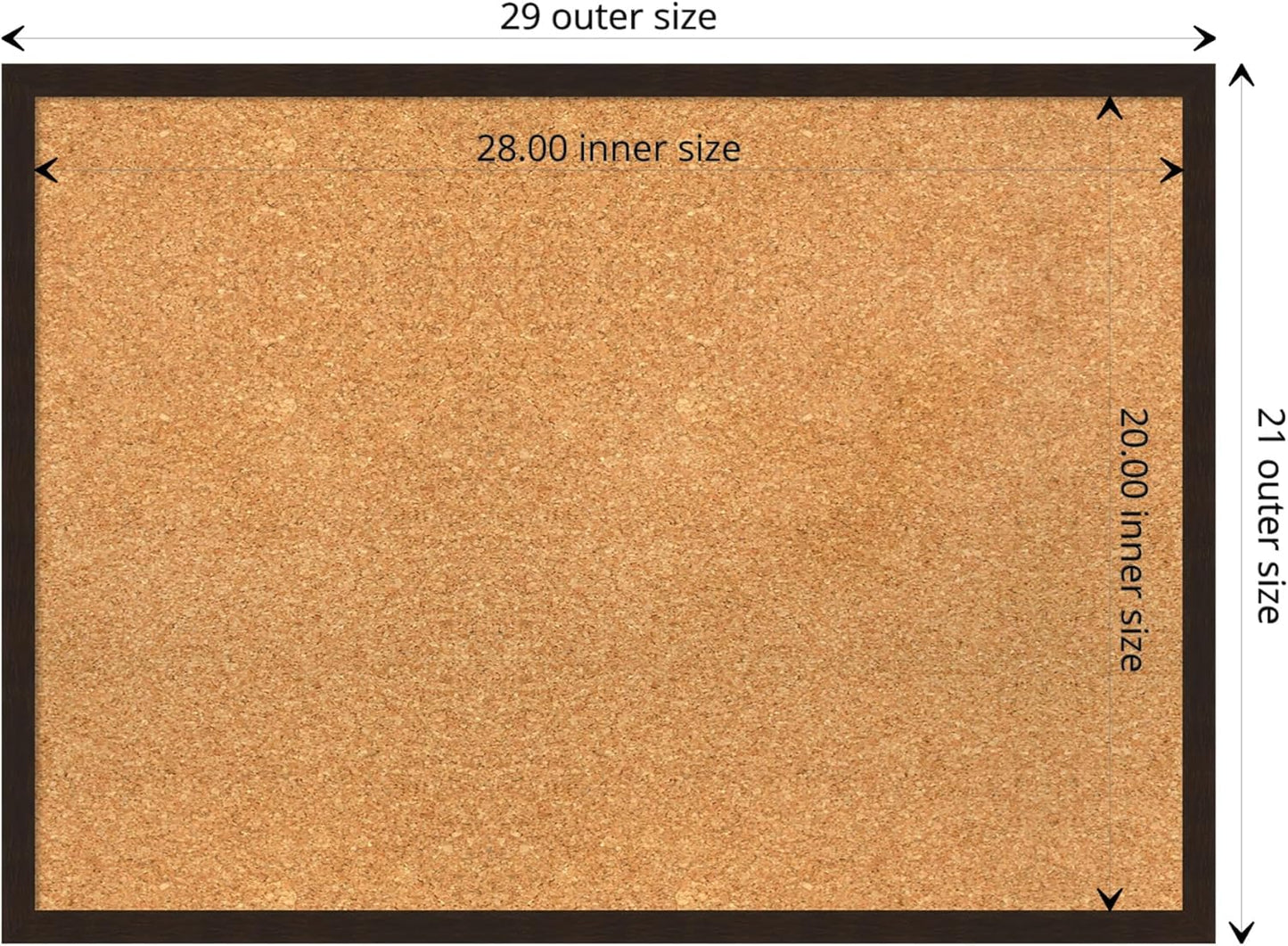 Amanti Art Natural Cork Board for Wall, 21x29 Vision Board with Brown Wood Frame, Medium Corkboard Office Decor for Home Organization, Rustic Farmhouse Corkboard Pinboard to display items for home