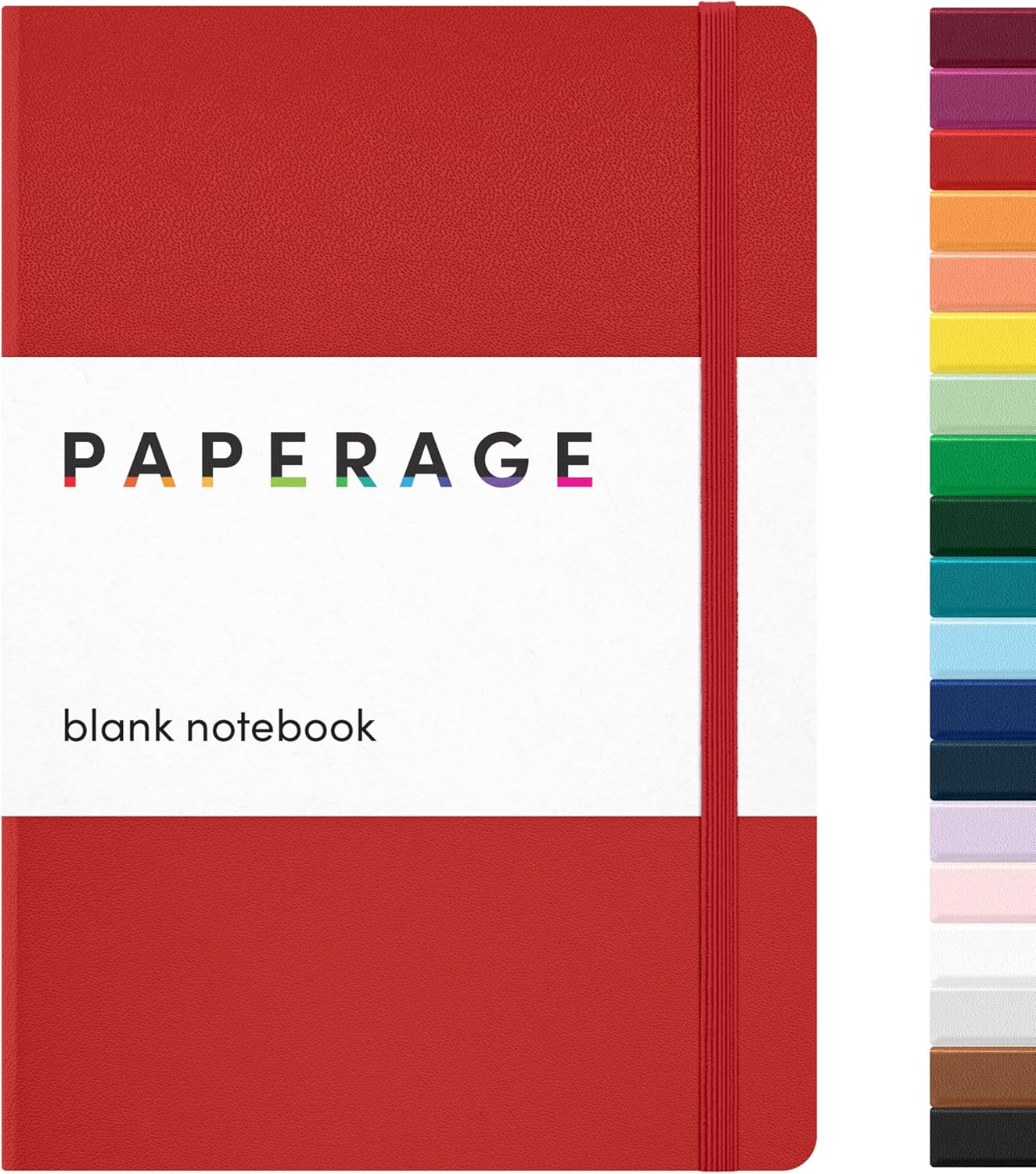 PAPERAGE Blank Journal Notebook, (Red), 160 Pages, Medium 5.6 in x 8 in - 100 GSM Thick Paper – Hardcover Journaling Notebook for Work, School, Note Taking or Sketching