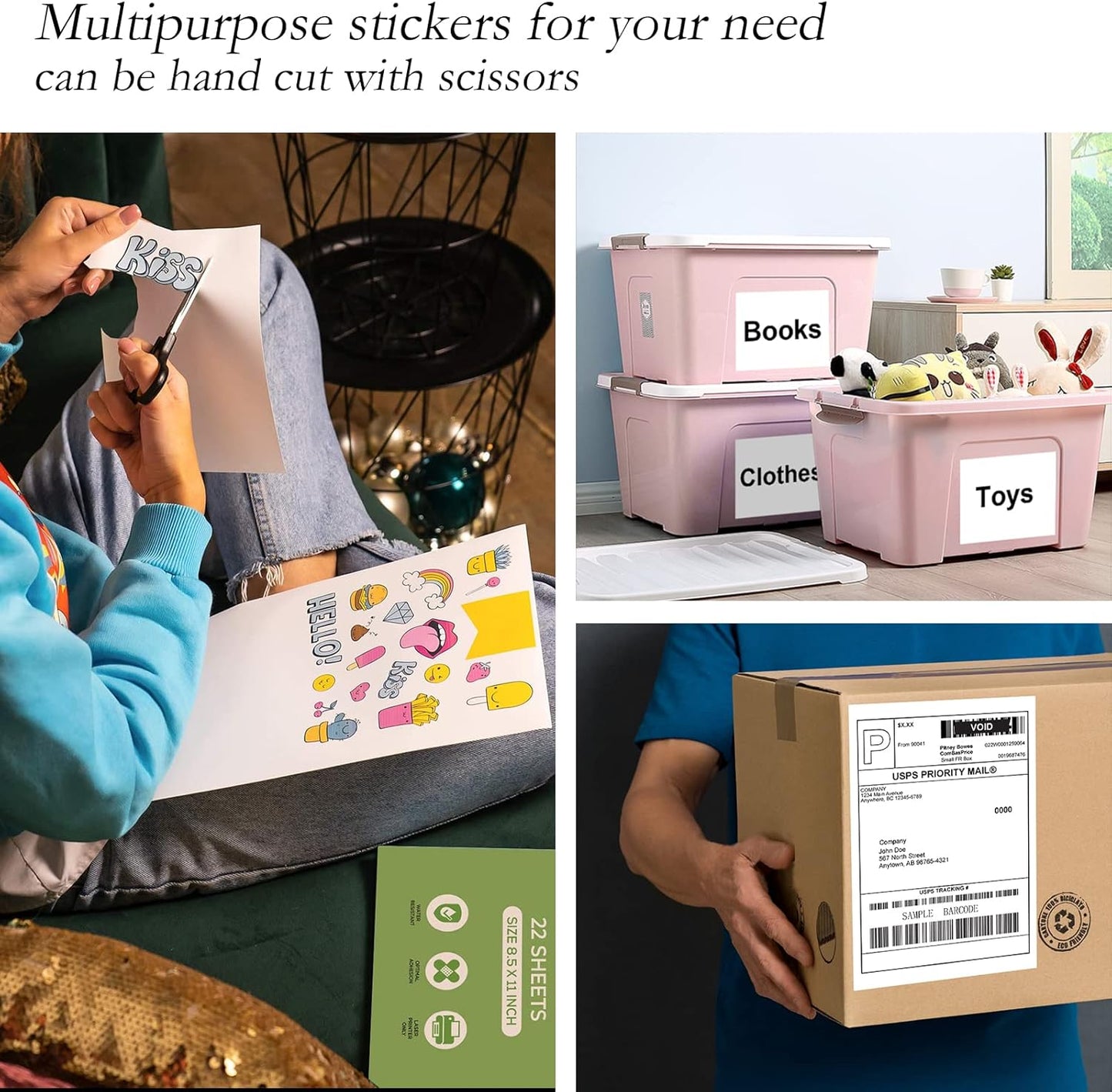 8.5" x 5.5" Half Page Self Adhesive Shipping Label, Compatible Laser & Inkjet Printers, White, 2 Labels Per Sheet(1000 Sheet Total 2000 Labels)