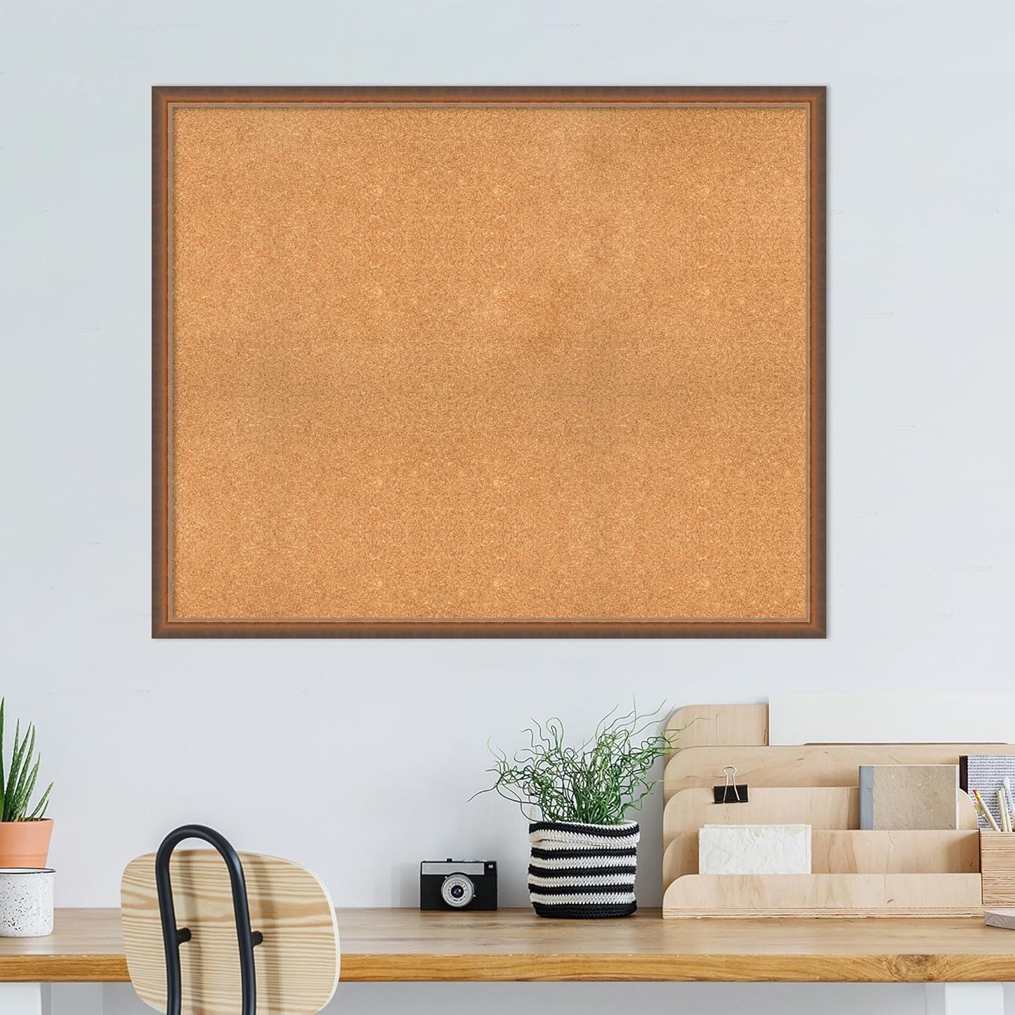 Amanti Art Natural Cork Board for Wall, 36x44 Vision Board with Bronze Frame, Oversize Corkboard Office Decor for Home Organization, Modern Corkboard Pinboard to Display Items for Home Organization