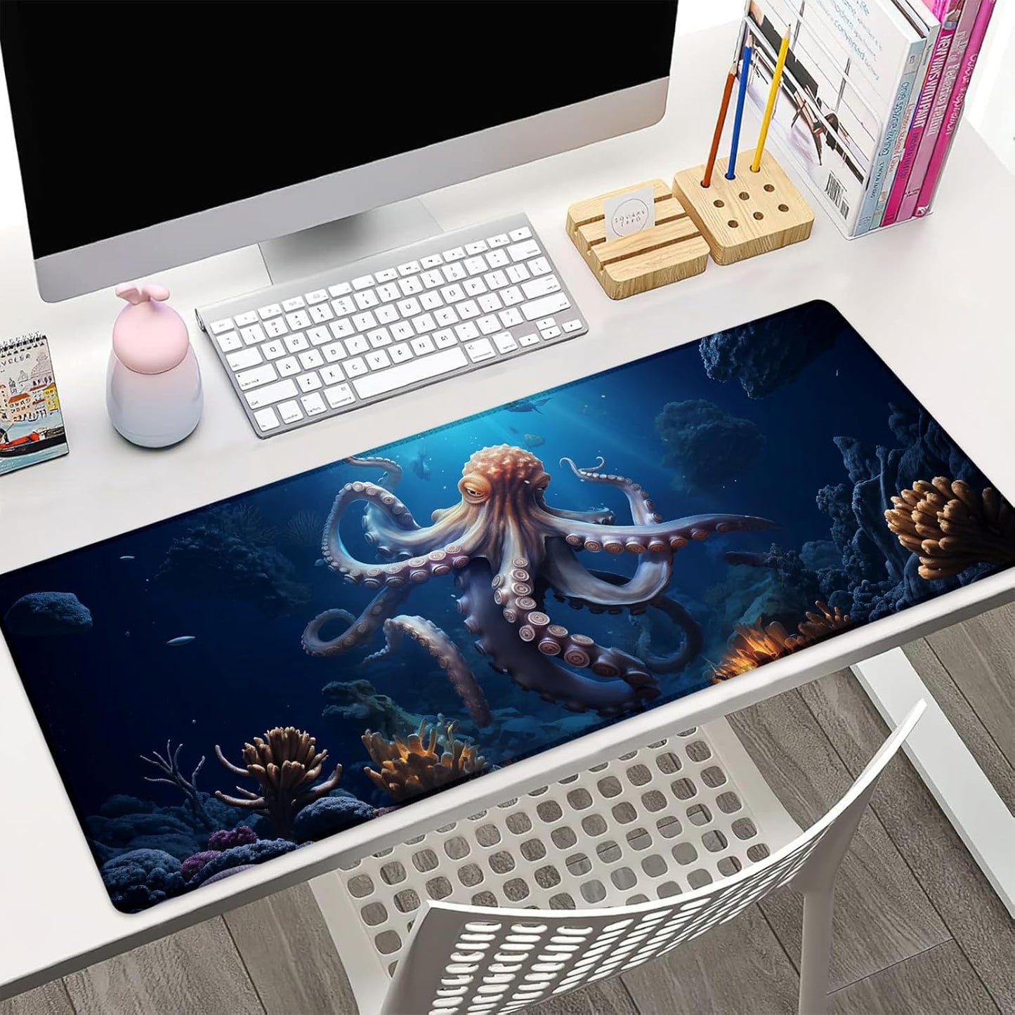 Octopus Gaming Mouse Pad Gifts 31.5" x 11.8", Non-Slip Rubber Base MousePads for Computers Laptop School Office Home Accessories Decor, Mouse Pad, Keyboard Desk Mat