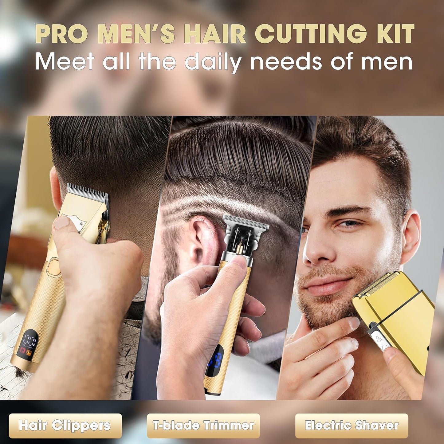 Lanumi Professional Hair Clippers Trimmer for Men Electric Razor Shavers/Beard Trimmer/Rechargeable Clippers and Trimmers Beard Trimmer Barber Kit with Travel Case Clippers for Hair Cutting Gifts