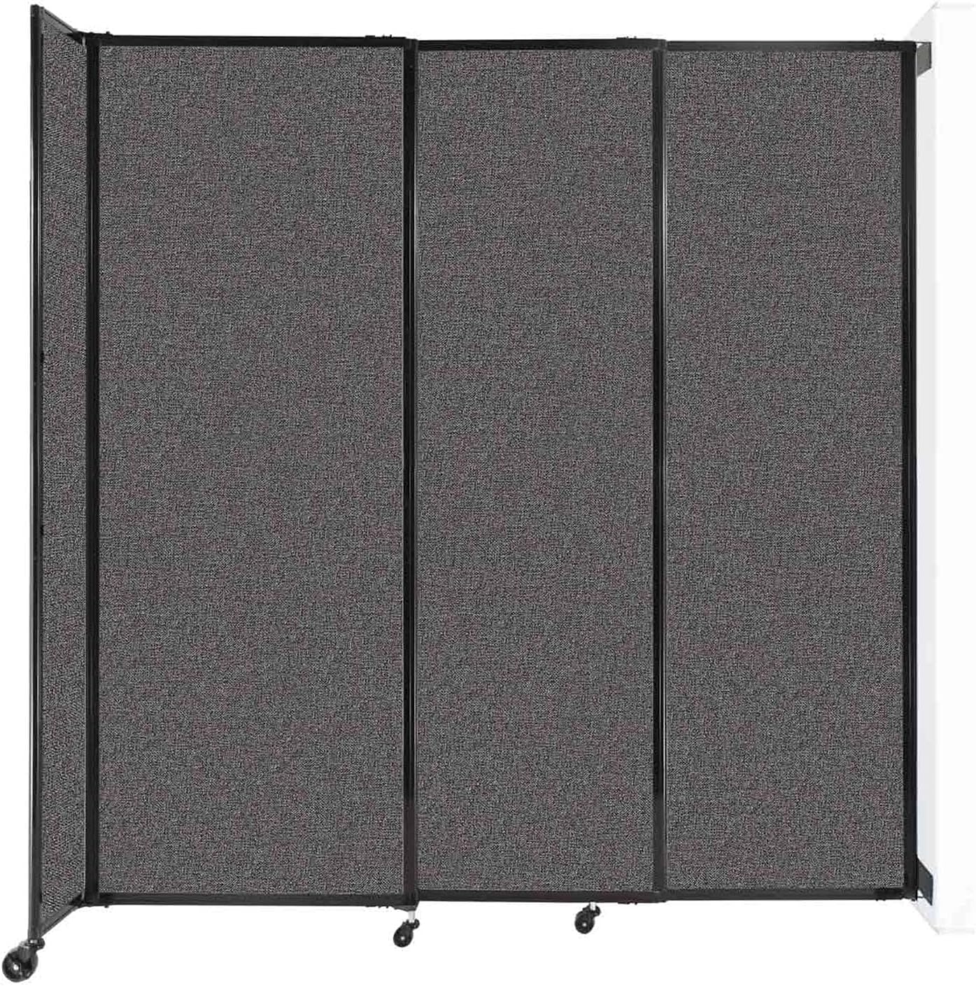 Wall-Mounted Sliding StraightWall Room Divider | Adjustable Widths | Locking Wheels | Room Separator | Up to 7'2" Wide x 7'6" Tall Charcoal Gray Fabric Panels