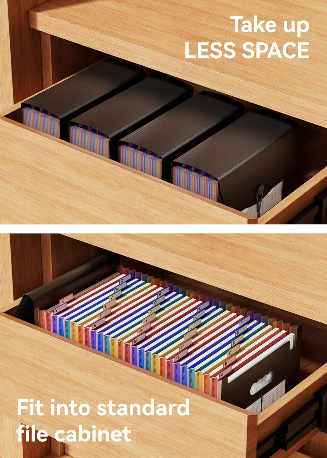 ABC life 26 Pockets Accordion File Organizer, Expanding File Folders, Portable Monthly Bill Receipt Organizer with Colorful A-Z Tabs, Desktop Folders Letter A4 Paper Document Storage for Home Office