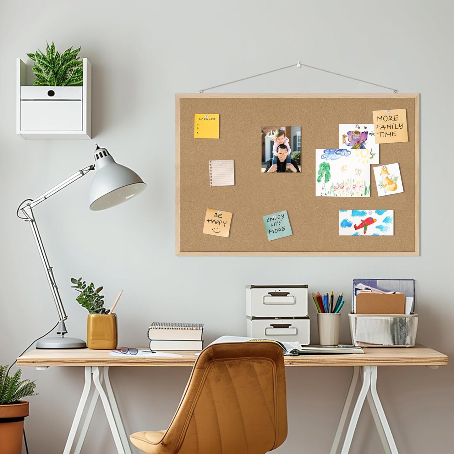 Cork Board Bulletin Board,36x24 Cork Board for Office with Pin Oak Wood Boards,Message Board or Vision Board Decoration.
