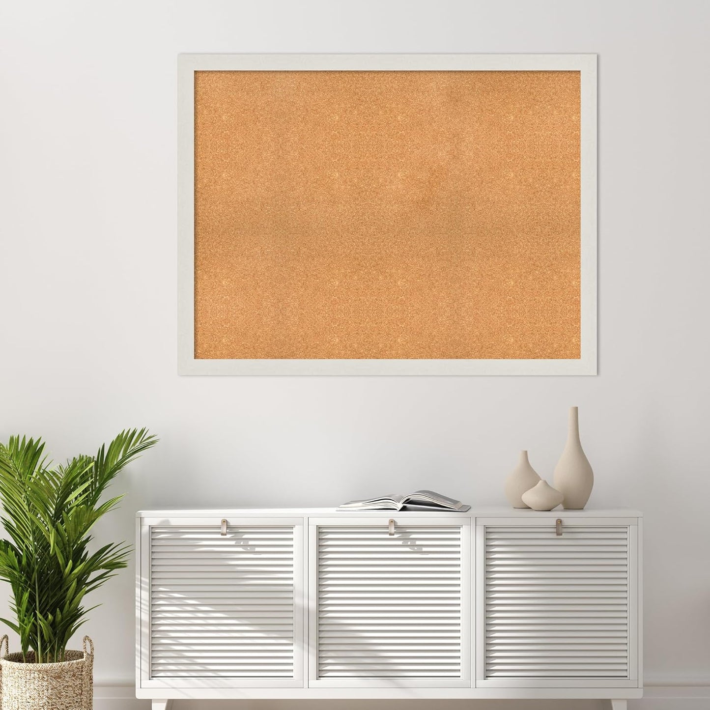 Amanti Art Natural Cork Board for Wall, 39x51 Vision Board with White Frame, Oversize Corkboard Office Decor for Home Organization, Country Rustic Corkboard Pinboard to Display Items for Home