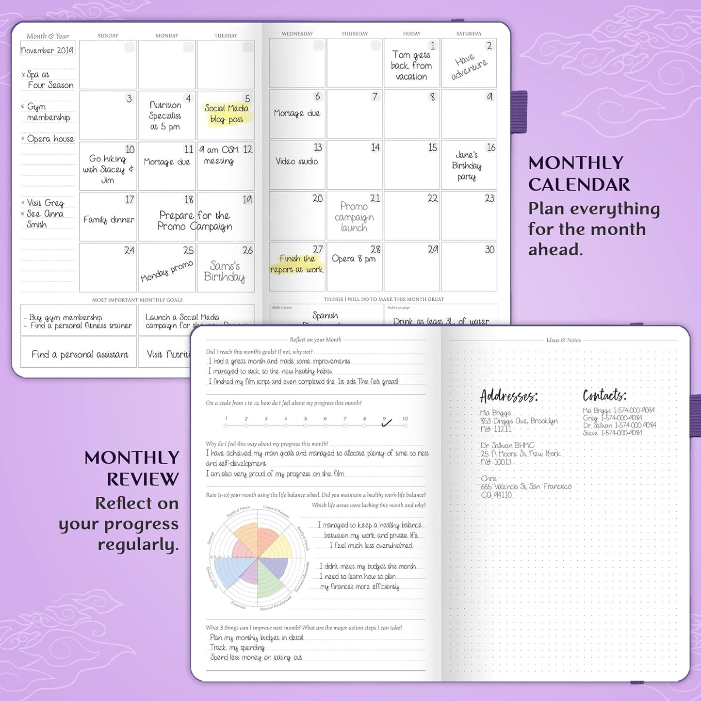 Legend Planner PRO – Deluxe Weekly & Monthly Life Planner to Increase Productivity and Hit Your Goals. Time Management Organizer Notebook – Undated – 7 x 10" Hardcover + Stickers – Dark Purple