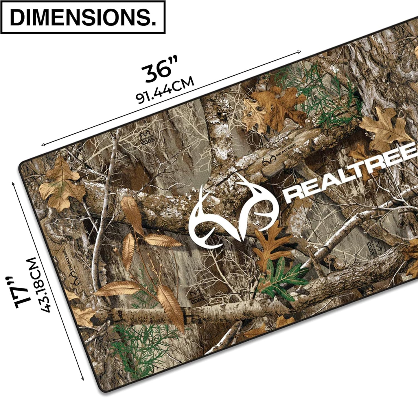 MPCO. Real Tree Large Gaming Desk Pad - 36" x 17" Duraglyde Fabric Edge Green – with Logo Desk Mats - Non-Slip, Washable, Smooth Glide for Precision Gaming & Work