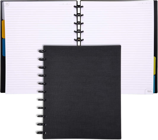 Talia Discbound Notebooks, Planner, Customizable, (Black w/Black Discs, Letter (8.5in x 11in))