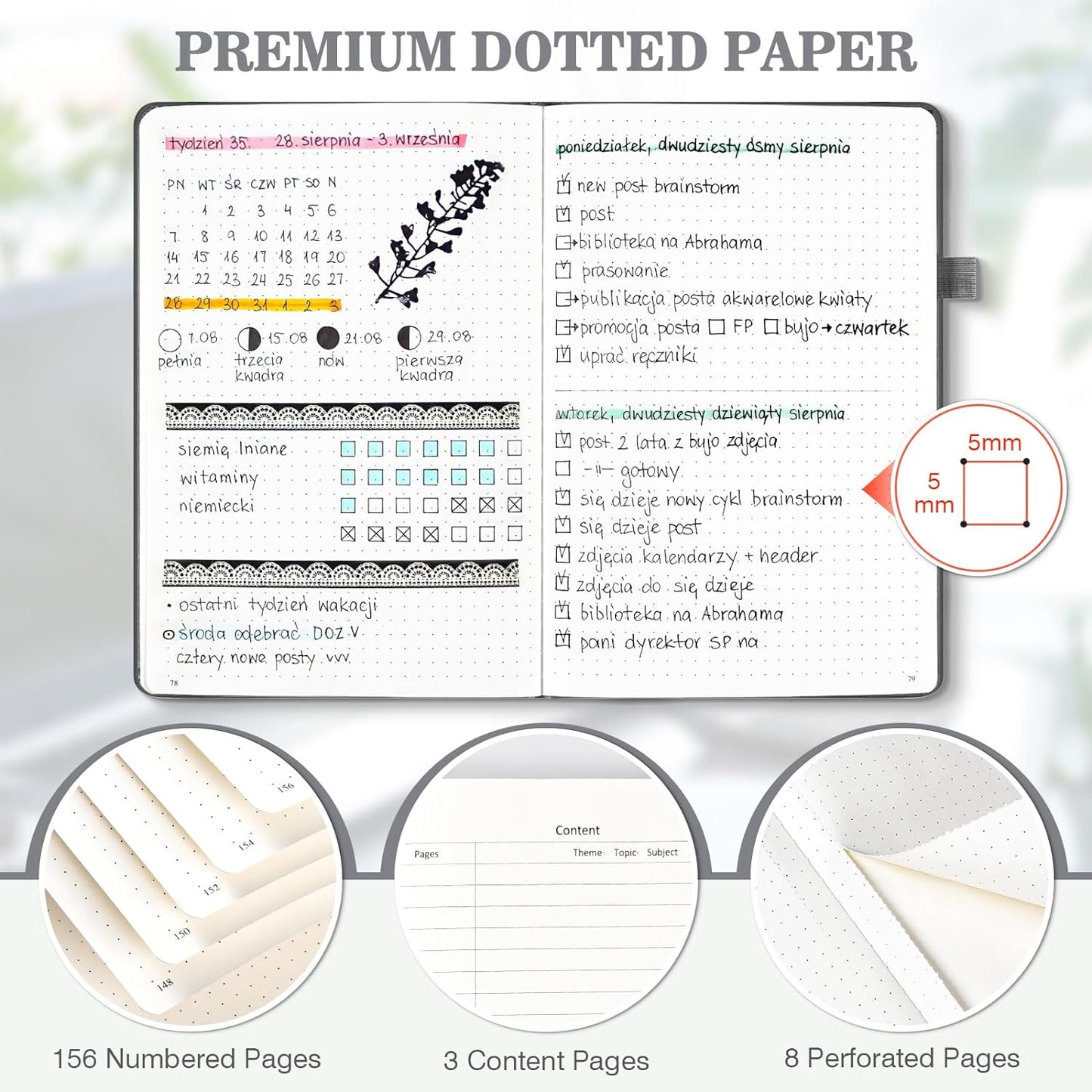 OMEYA Dotted Journal Notebook 3 Pack, A5 Hardcover Notebook with 120gsm Thick Dotted Paper, Leather Journals for Women, Men, Dot Grid Notebook Journal for Writing, Notebooks for Work, 5.75" × 8.38"