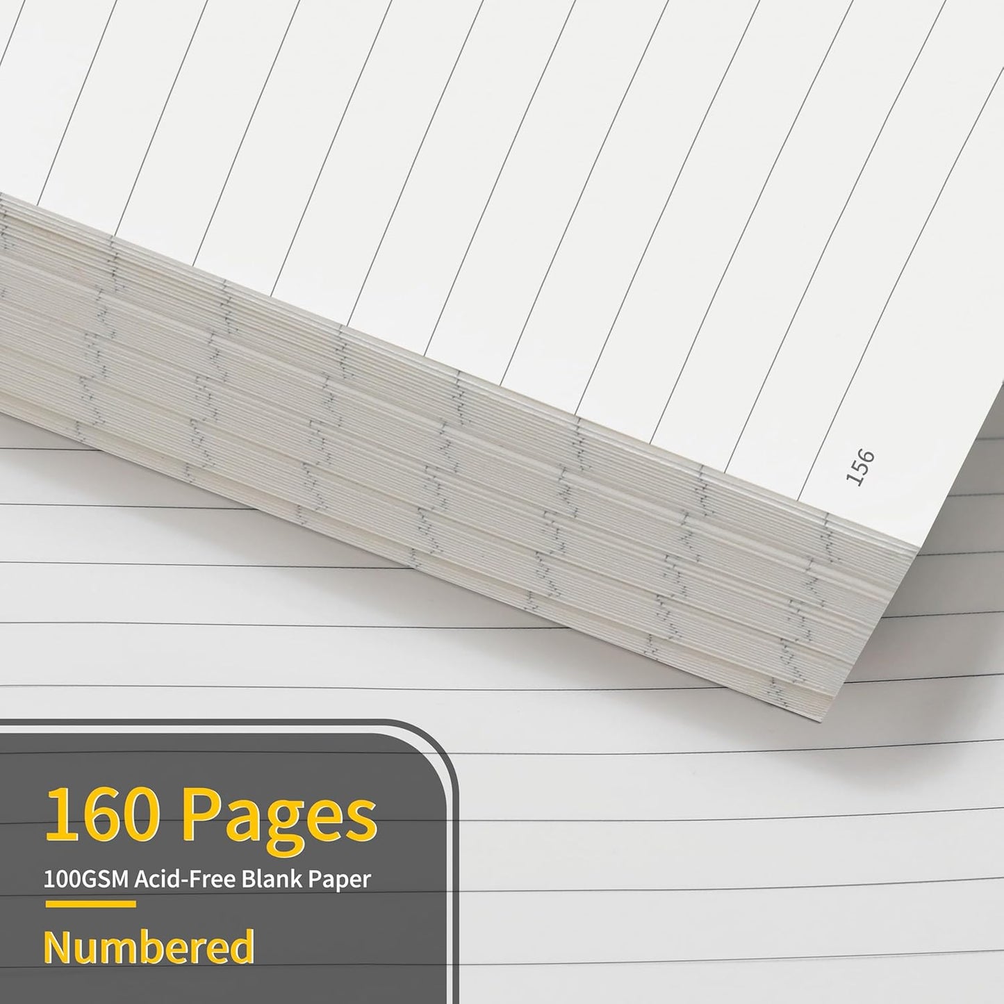 Annecy Numbered College Ruled Lined Journal Notebook, Medium 5.5x 8.25, 160 Pages 100GSM Writing Paper, A5 Haze Blue Faux Leather Cover with Pen Loop