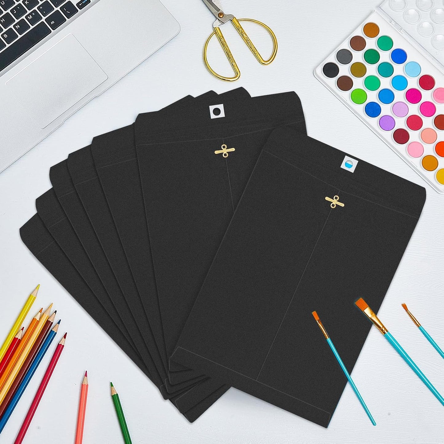 Geyee 50 Pcs 9 x 12 Inch Black Clasp Envelopes Letter Size Mailing Envelopes with Clasp Closure for Filing Storing Documents Office Home Business School